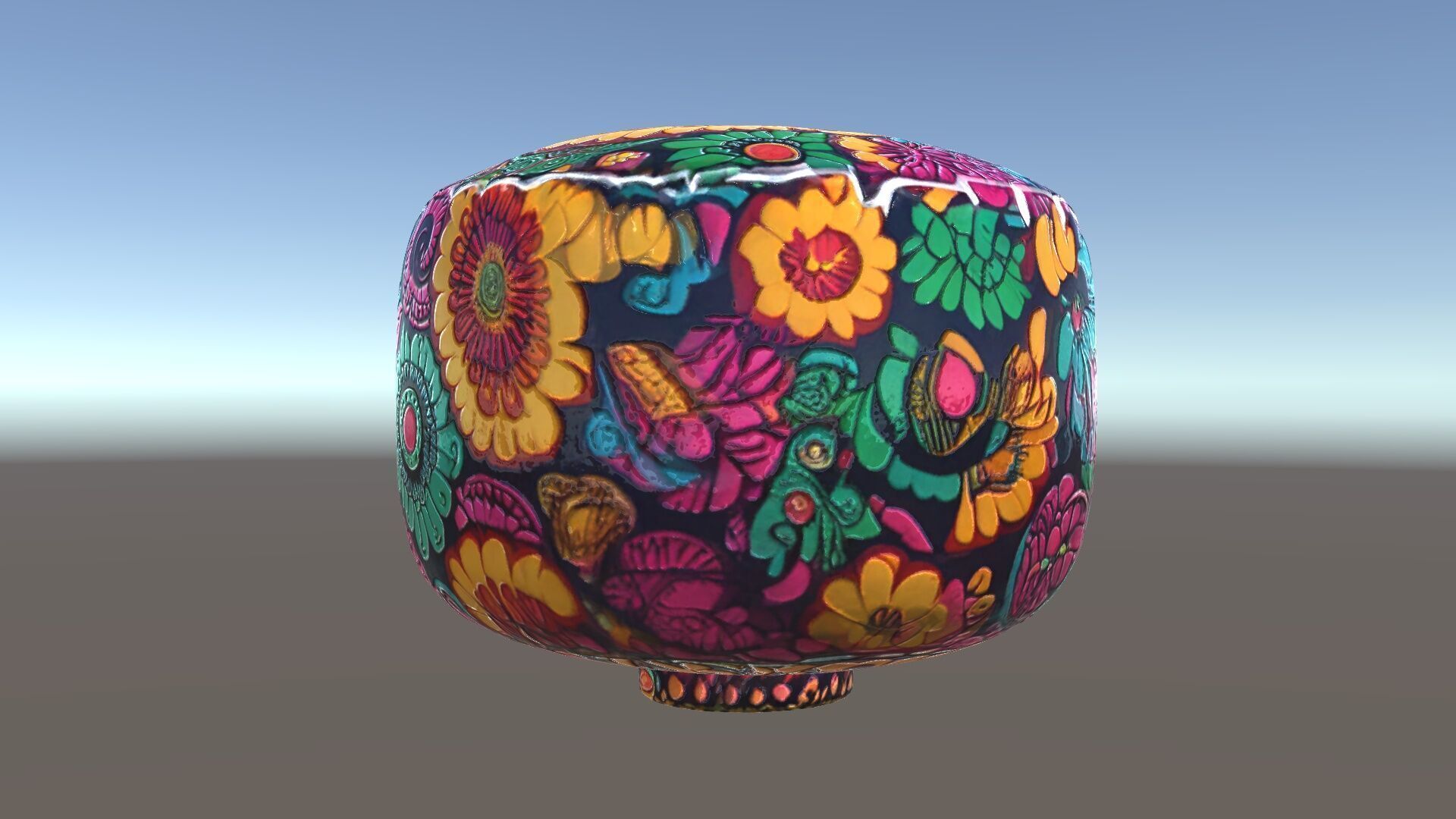 Colorful Patterned Pouf Model Pack Low-poly 3D model_5