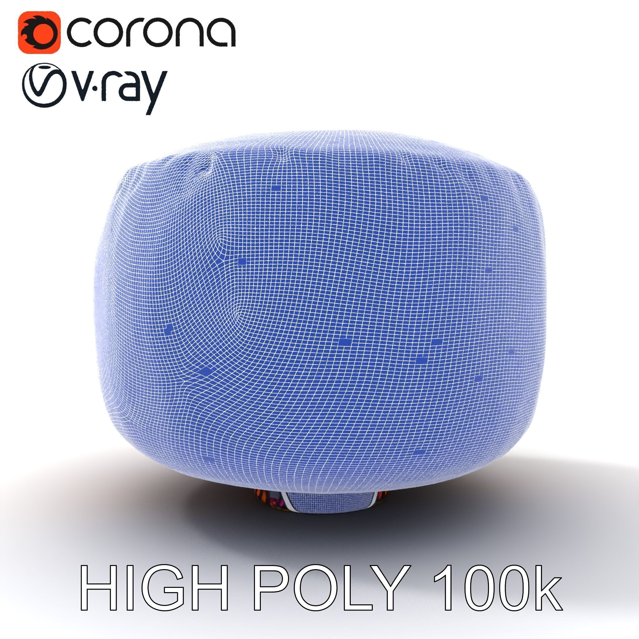 Colorful Patterned Pouf Model Pack Low-poly 3D model_27