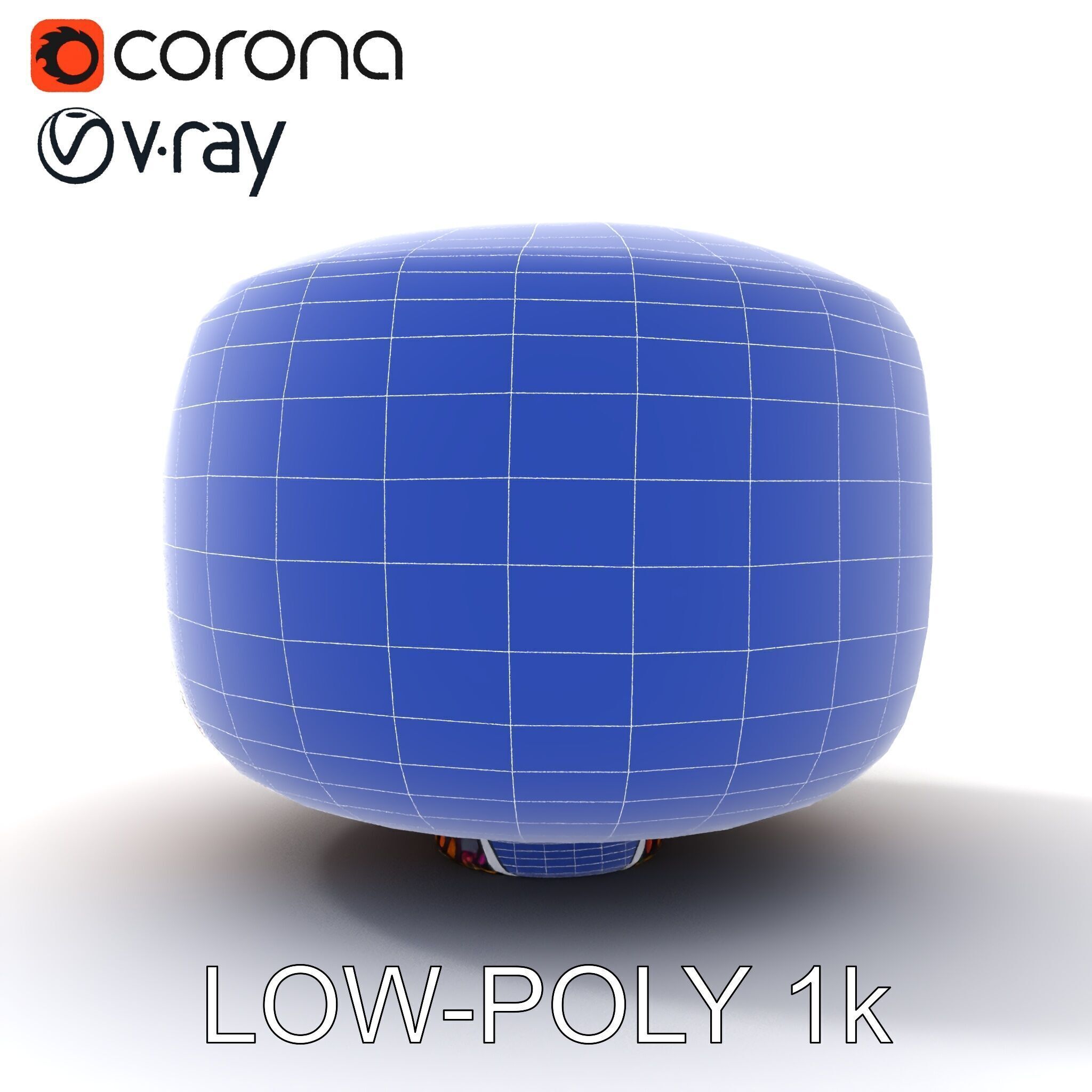Colorful Patterned Pouf Model Pack Low-poly 3D model_20