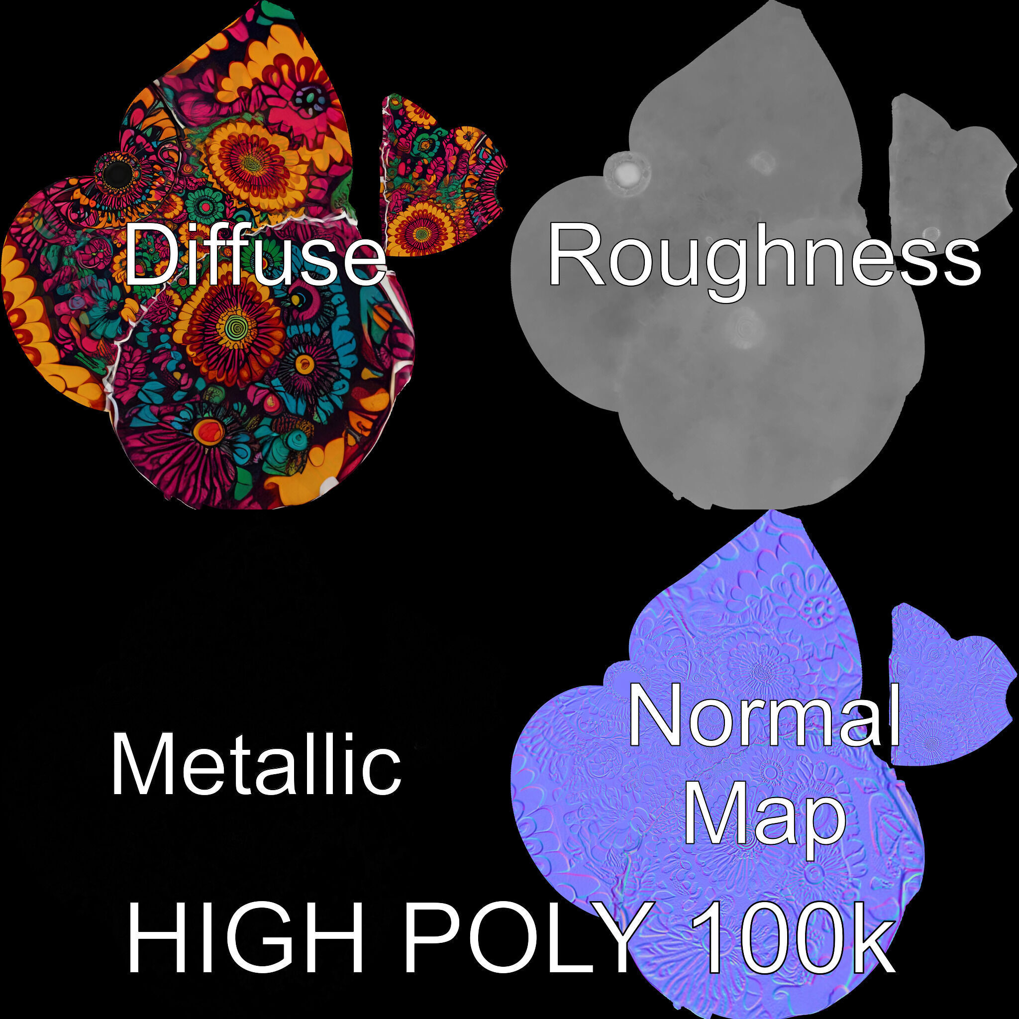 Colorful Patterned Pouf Model Pack Low-poly 3D model_2