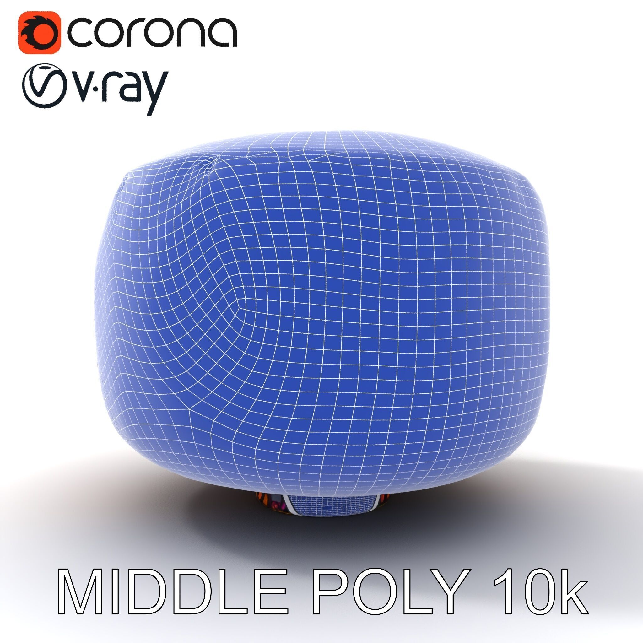 Colorful Patterned Pouf Model Pack Low-poly 3D model_22