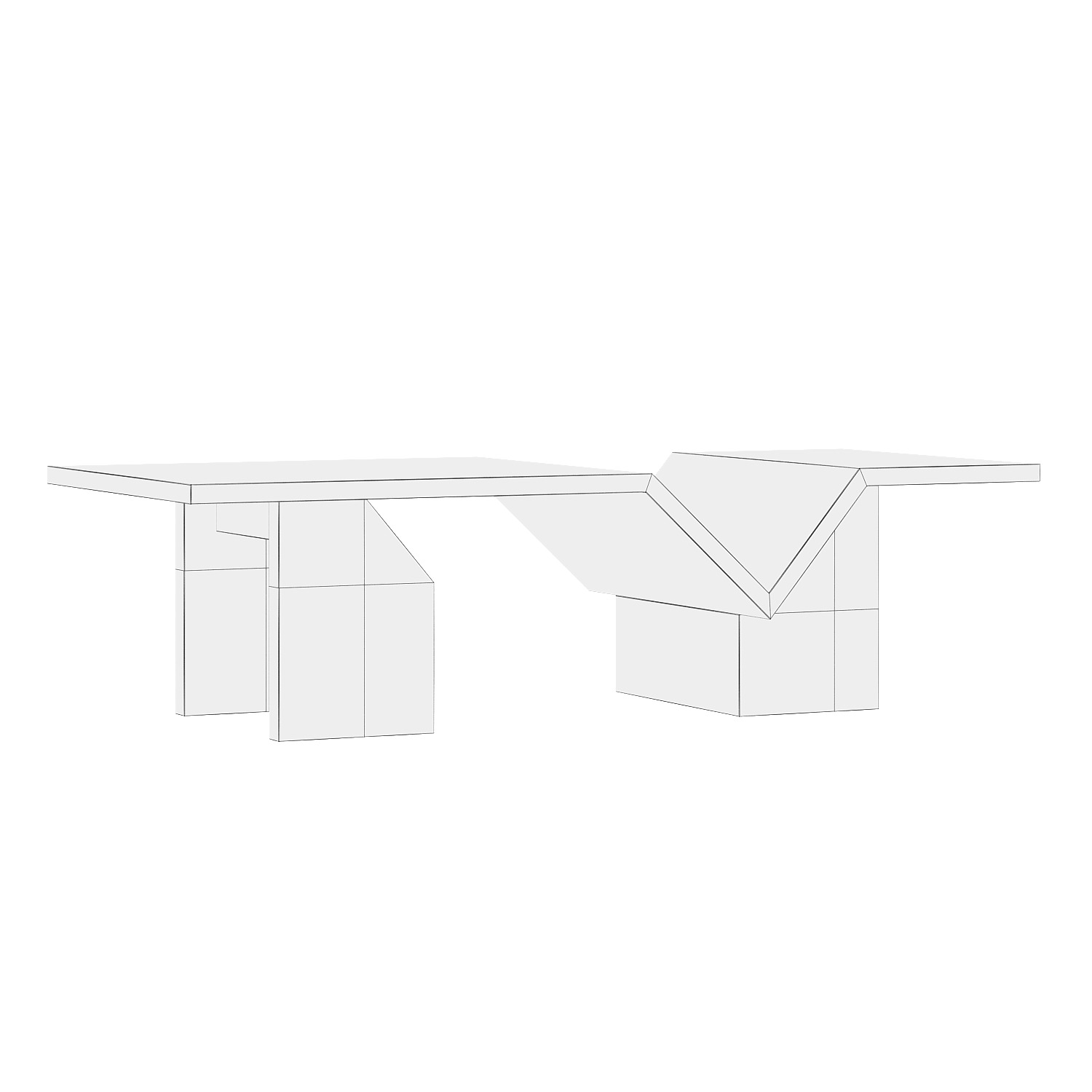 Hollywood Hills Faux Travertine Coffee Table 3D model_5