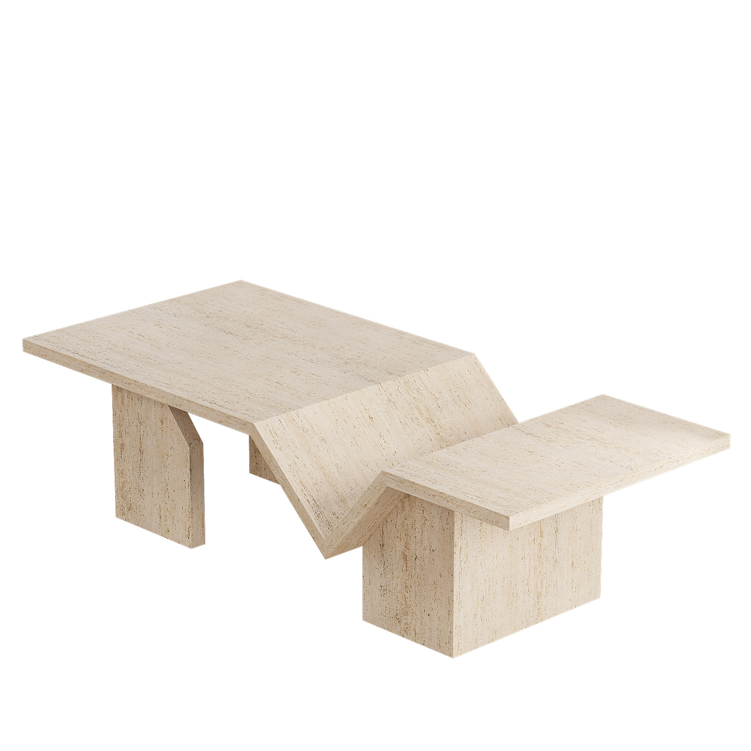 Hollywood Hills Faux Travertine Coffee Table 3D model_3