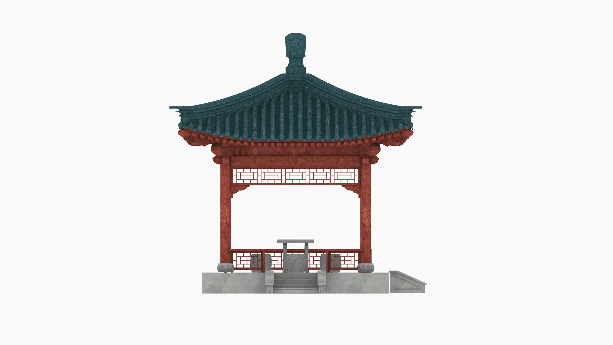 Traditional Chinese pavilion Low-poly 3D model_6