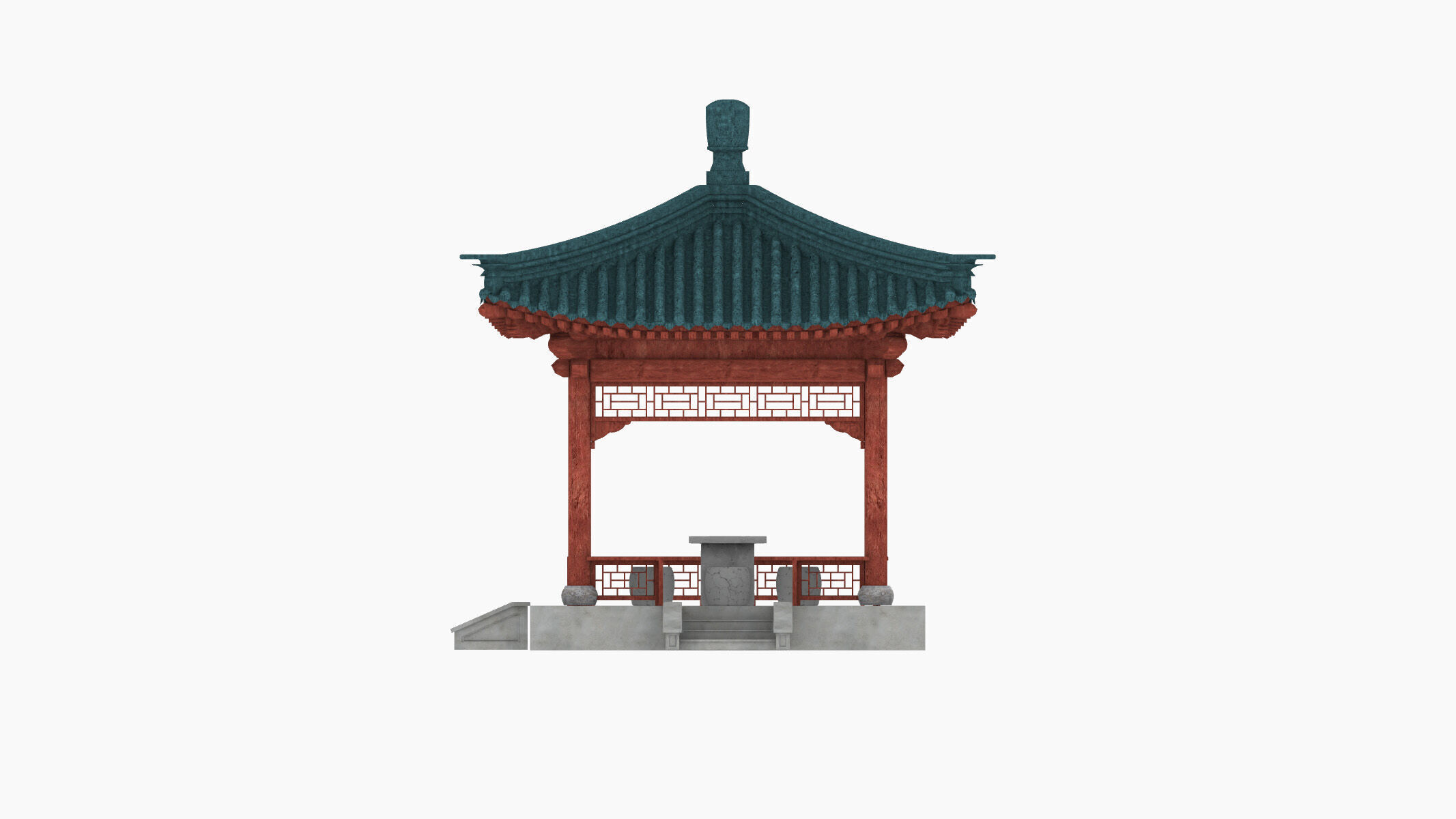 Traditional Chinese pavilion Low-poly 3D model_4