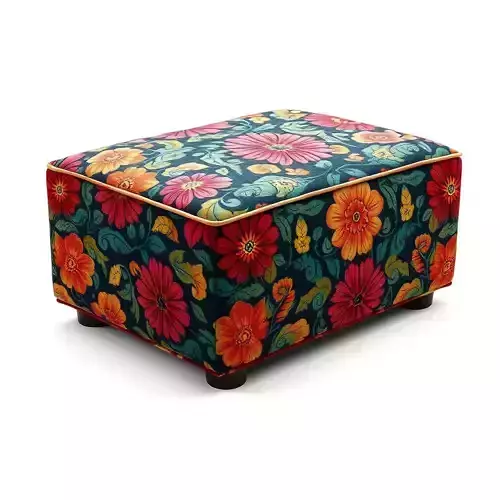 Floral Ottoman D Model Pack Low-poly 3D model