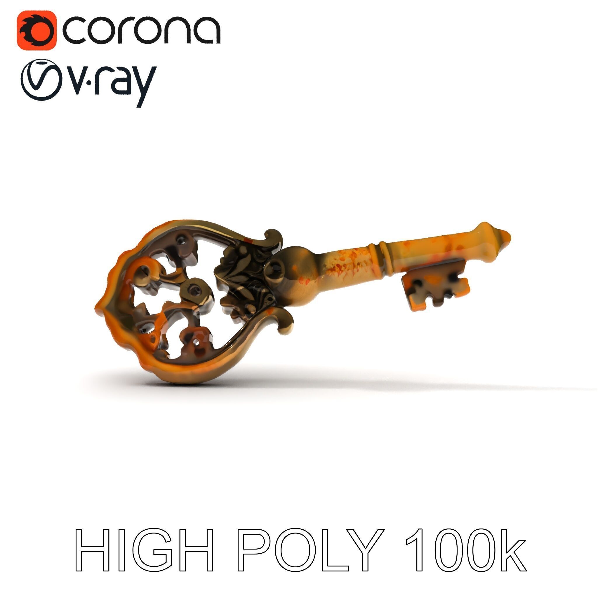 Antique Ornate Key Model Pack Low-poly 3D model_27