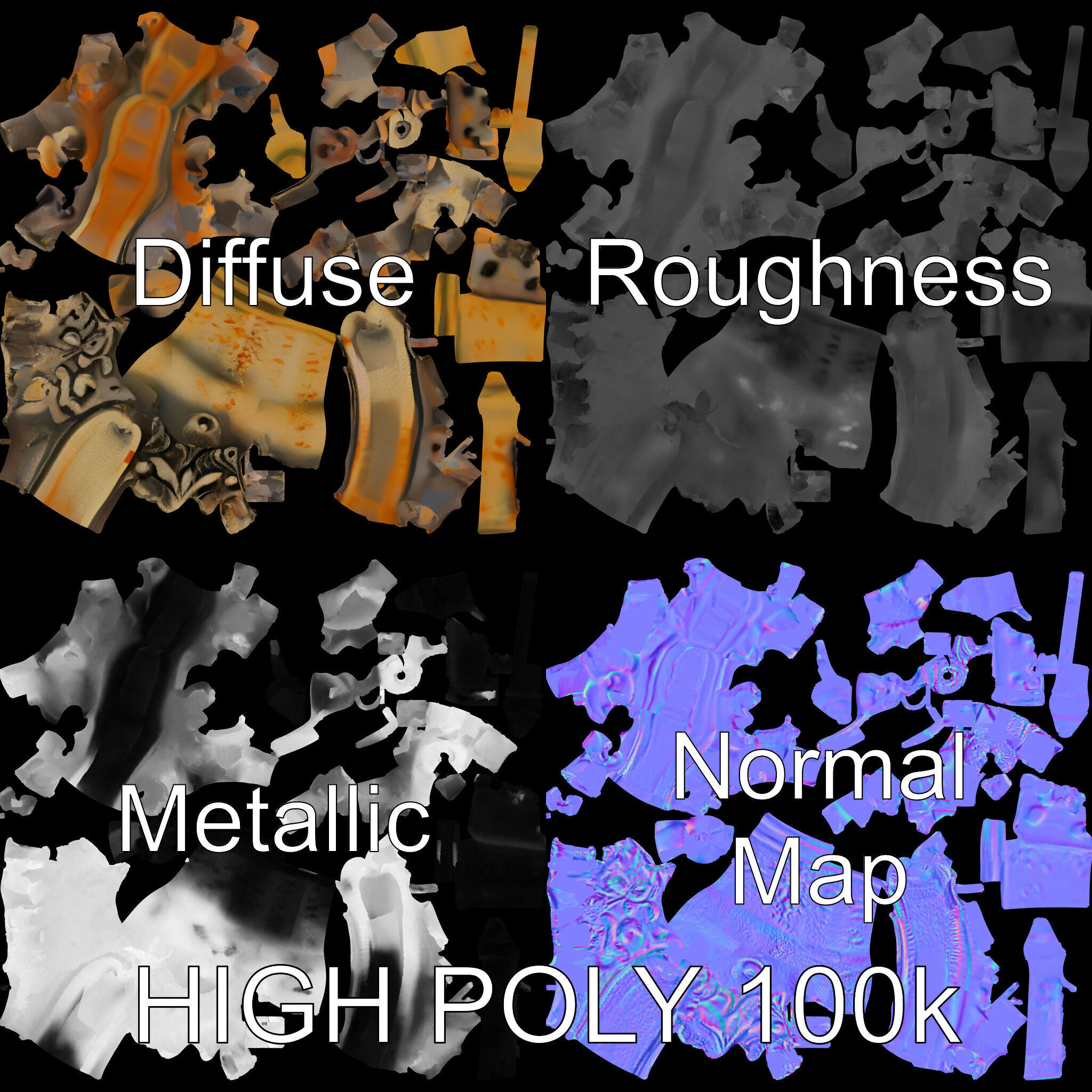 Antique Ornate Key Model Pack Low-poly 3D model_2