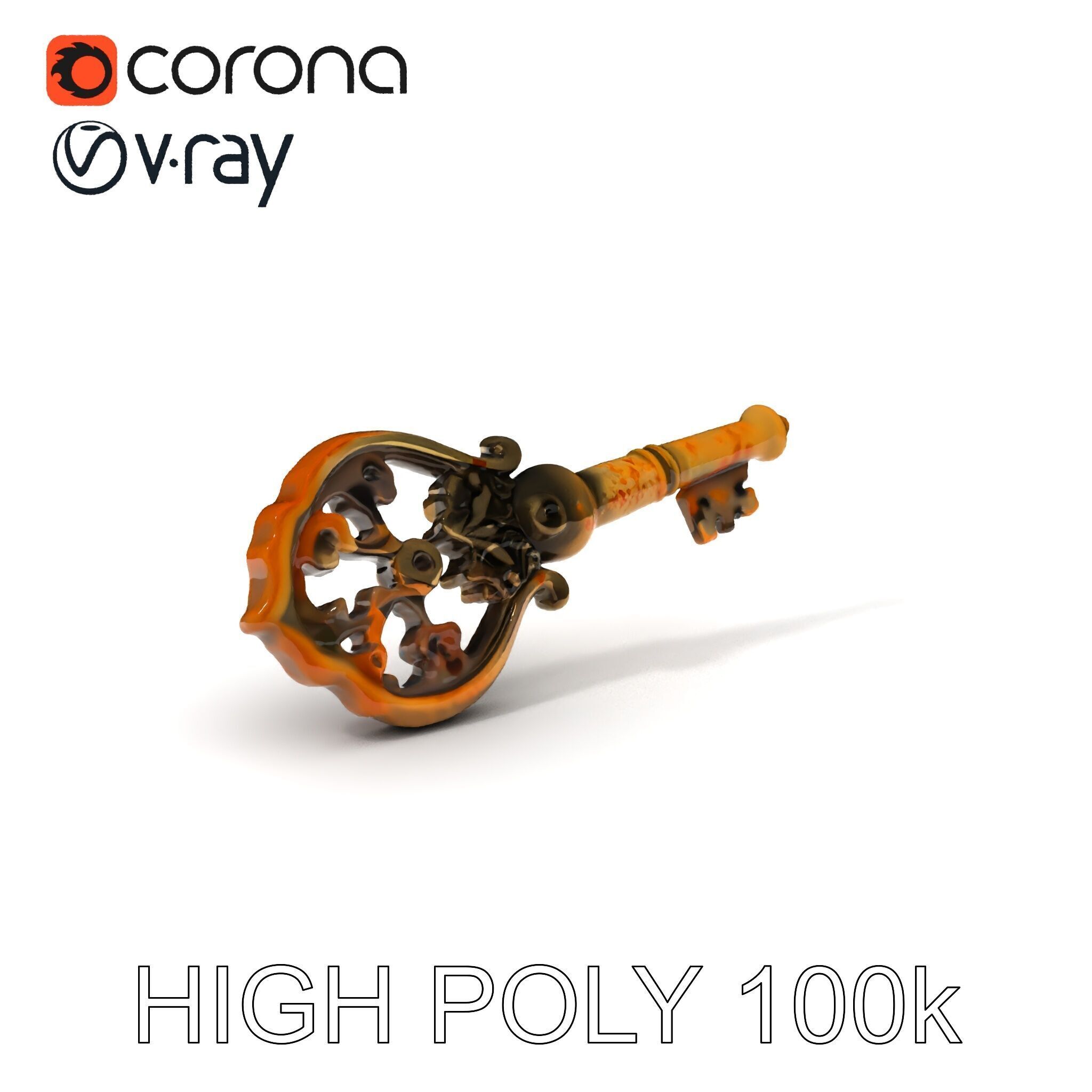 Antique Ornate Key Model Pack Low-poly 3D model_3