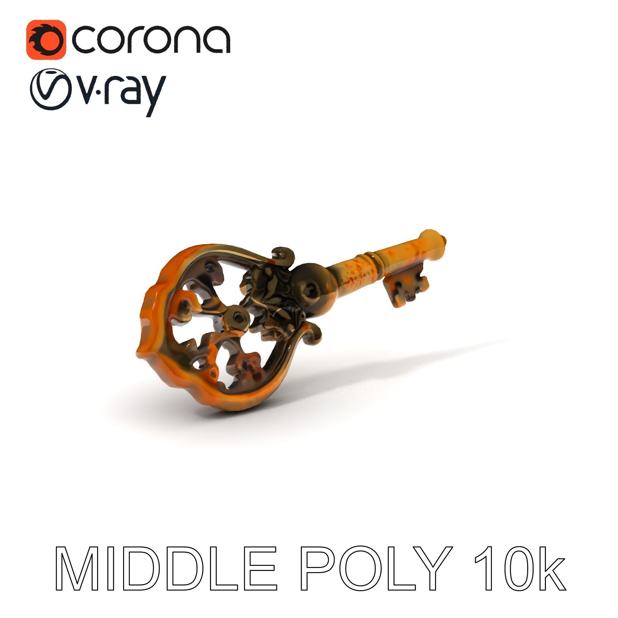 Antique Ornate Key Model Pack Low-poly 3D model_6