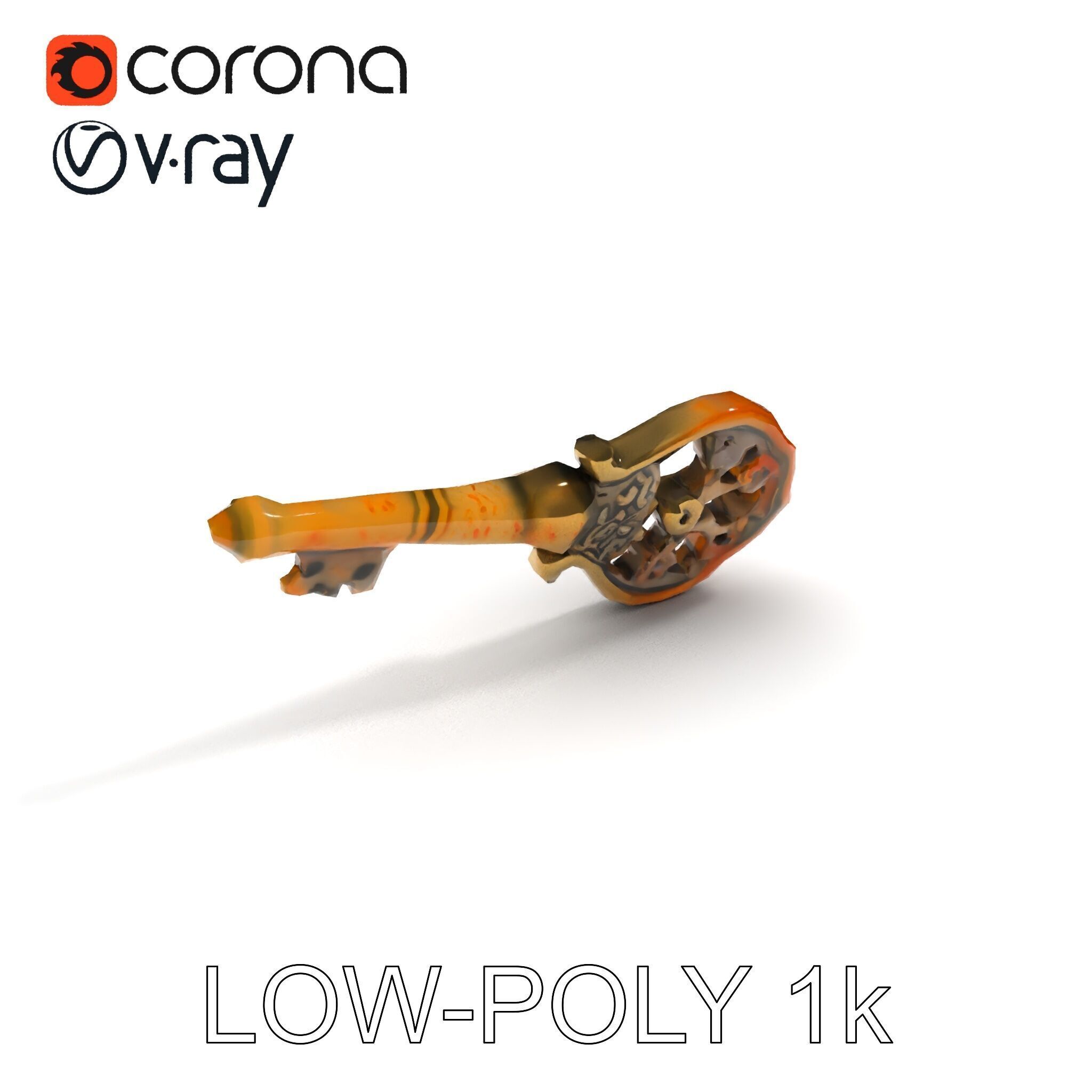 Antique Ornate Key Model Pack Low-poly 3D model_9