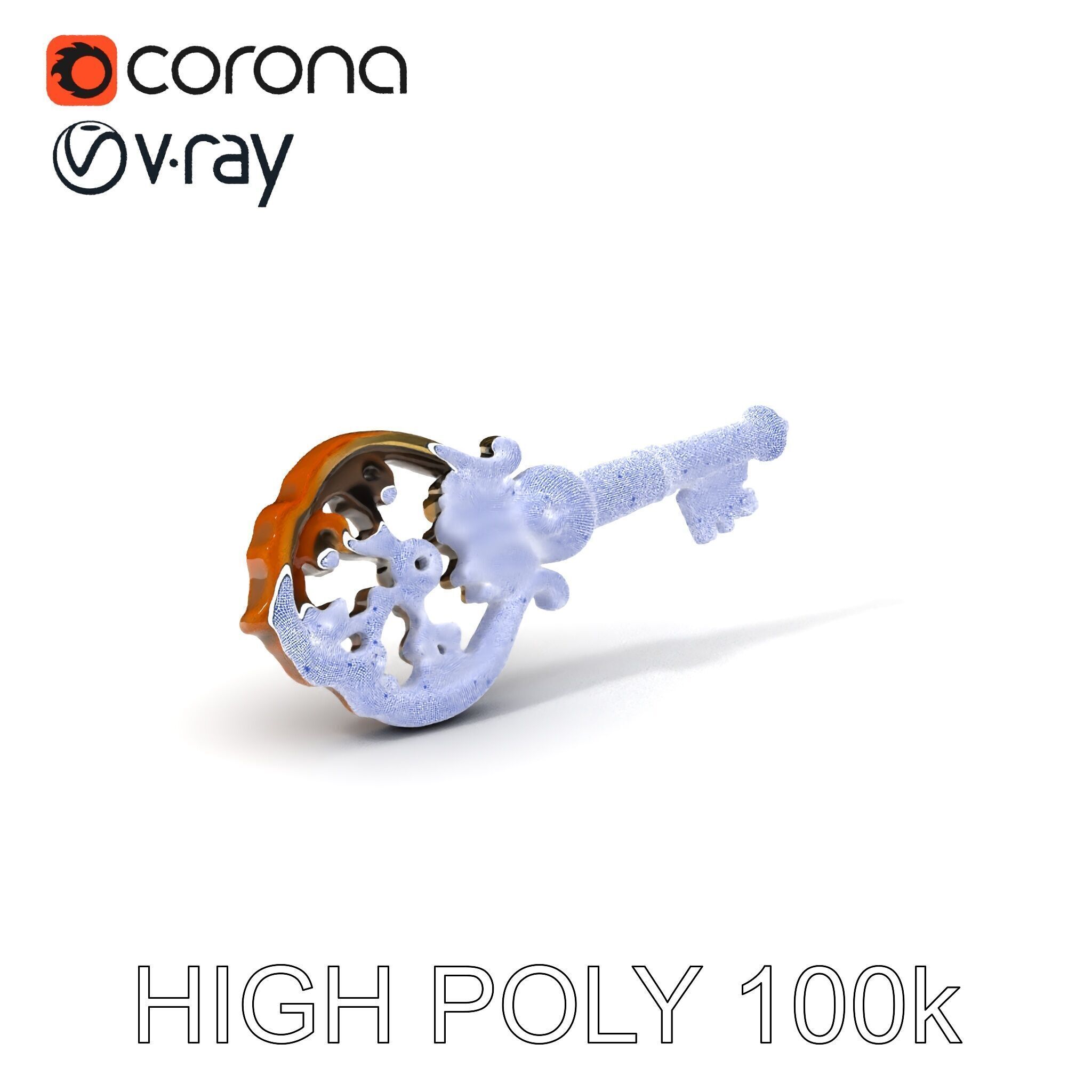 Antique Ornate Key Model Pack Low-poly 3D model_4