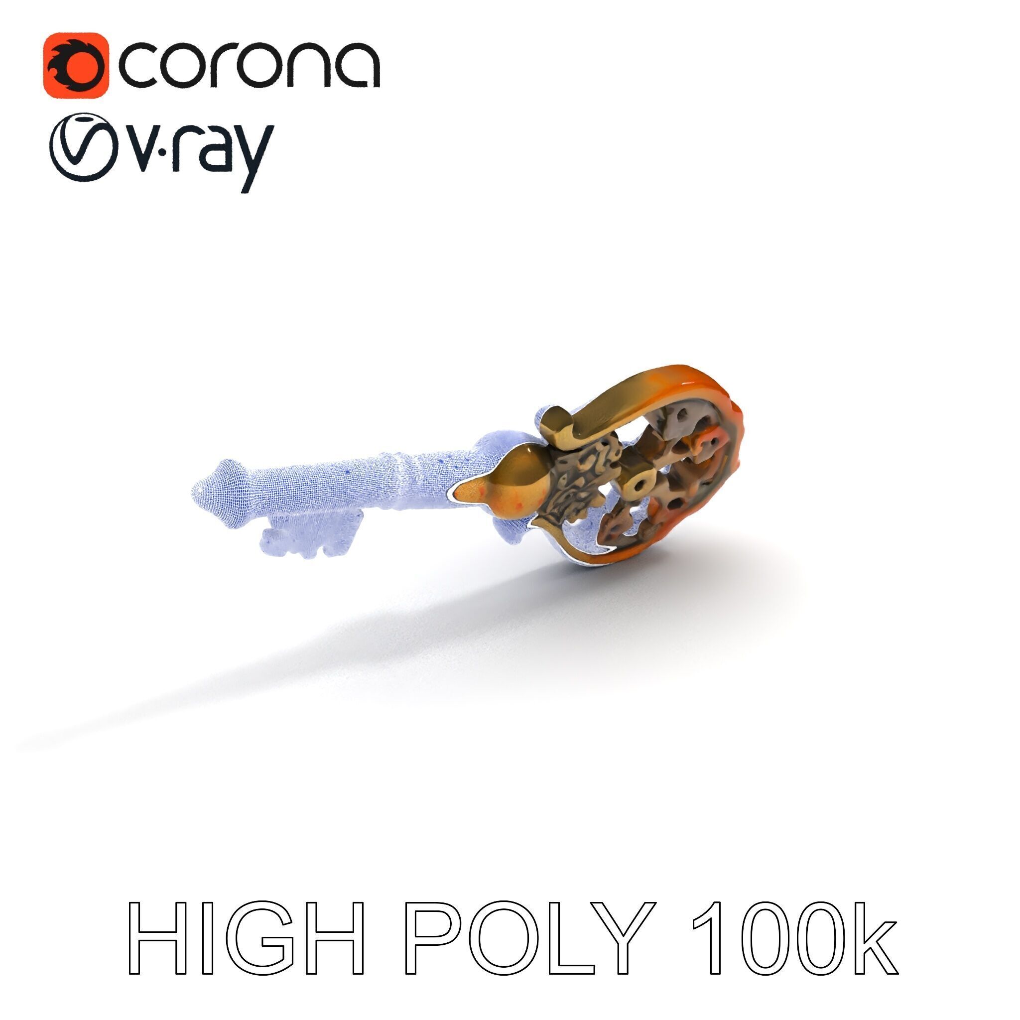 Antique Ornate Key Model Pack Low-poly 3D model_19