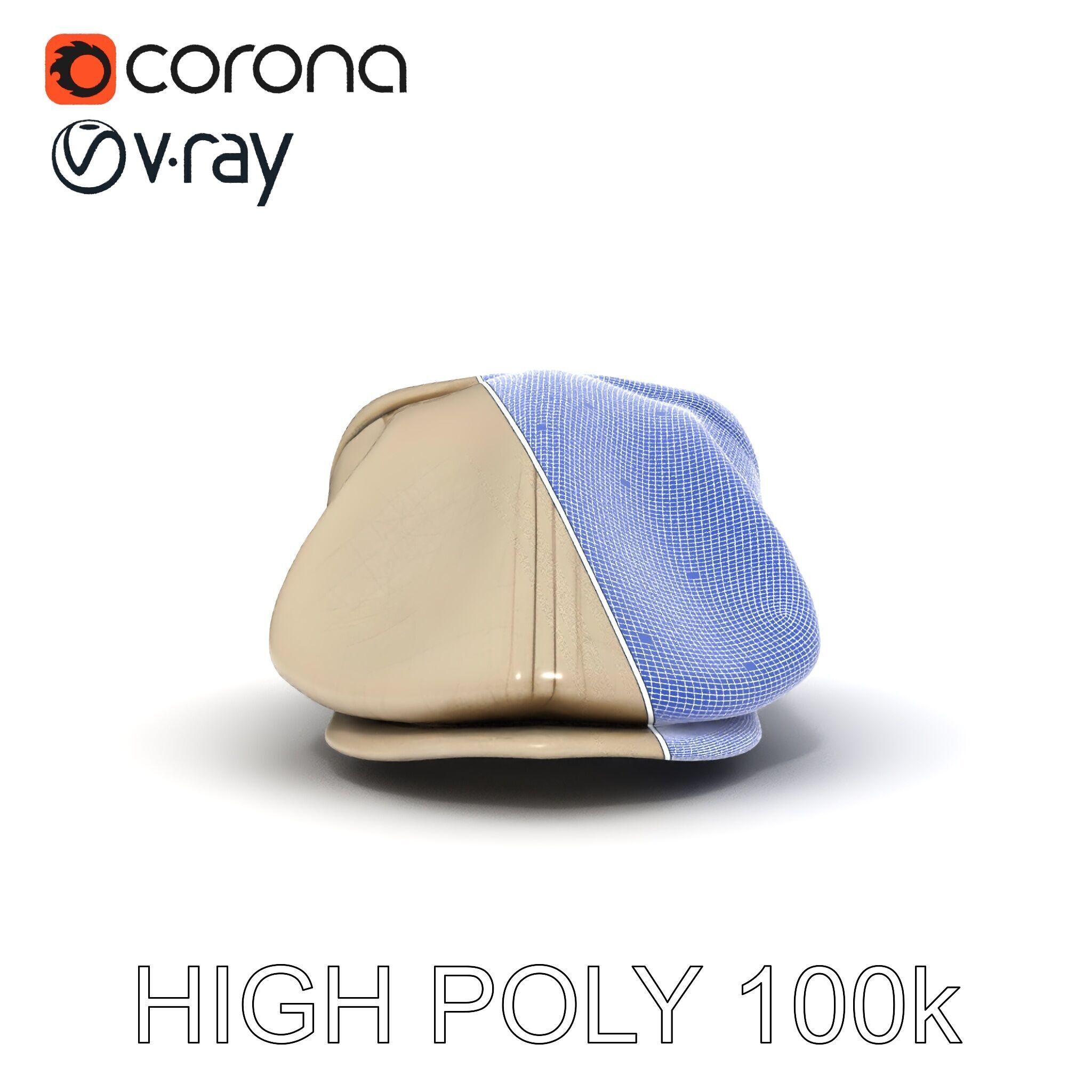 Flat Cap D Model Pack  High Detail Fabric Design Low-poly 3D model_34