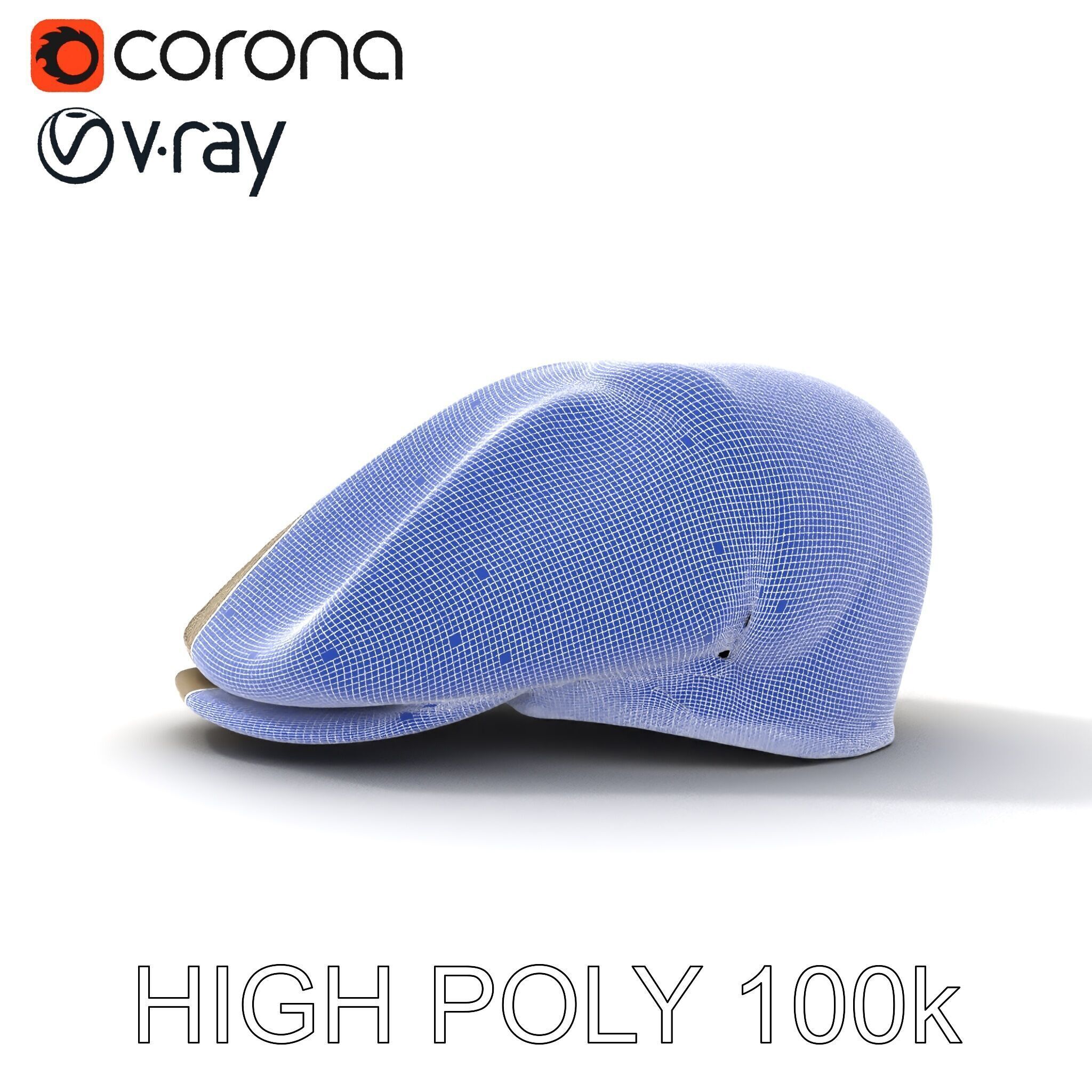 Flat Cap D Model Pack  High Detail Fabric Design Low-poly 3D model_23