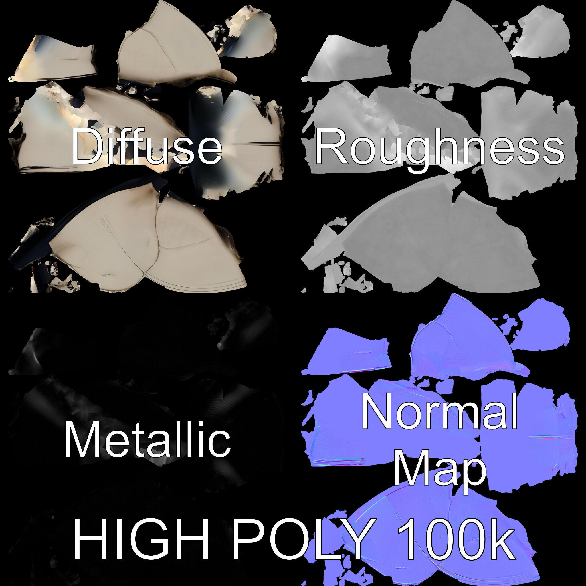 Flat Cap D Model Pack  High Detail Fabric Design Low-poly 3D model_2