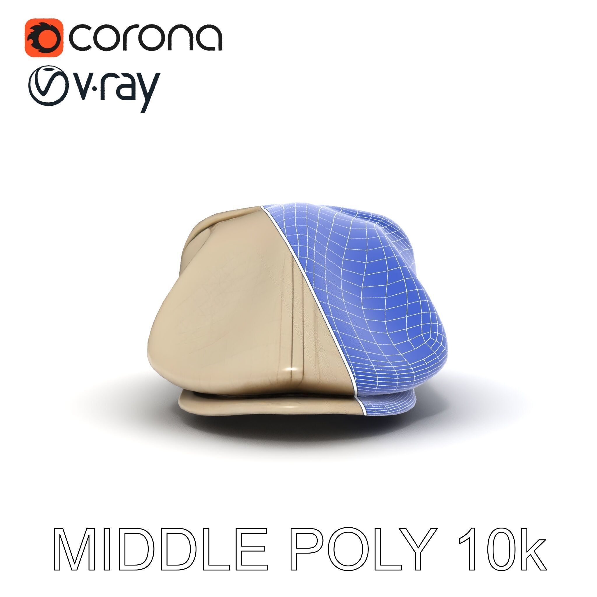 Flat Cap D Model Pack  High Detail Fabric Design Low-poly 3D model_6