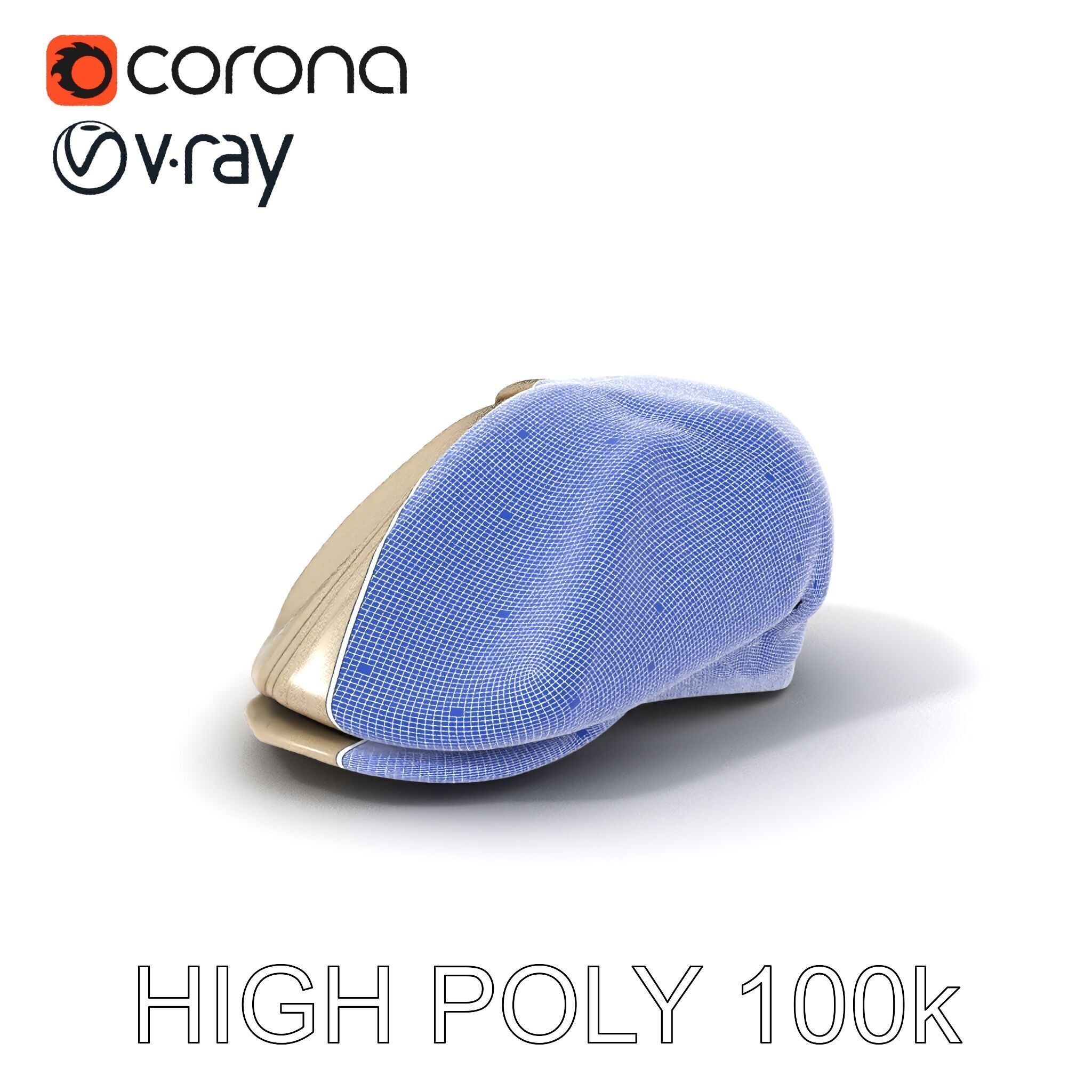 Flat Cap D Model Pack  High Detail Fabric Design Low-poly 3D model_4