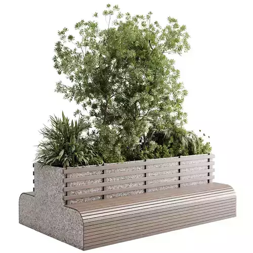 Urban Environment - Urban Furniture Bench with Plants Set 58