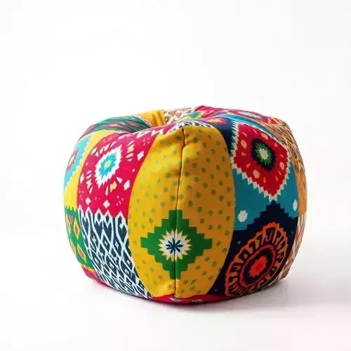 Colorful Patchwork Beanbag Pouf Model Pack