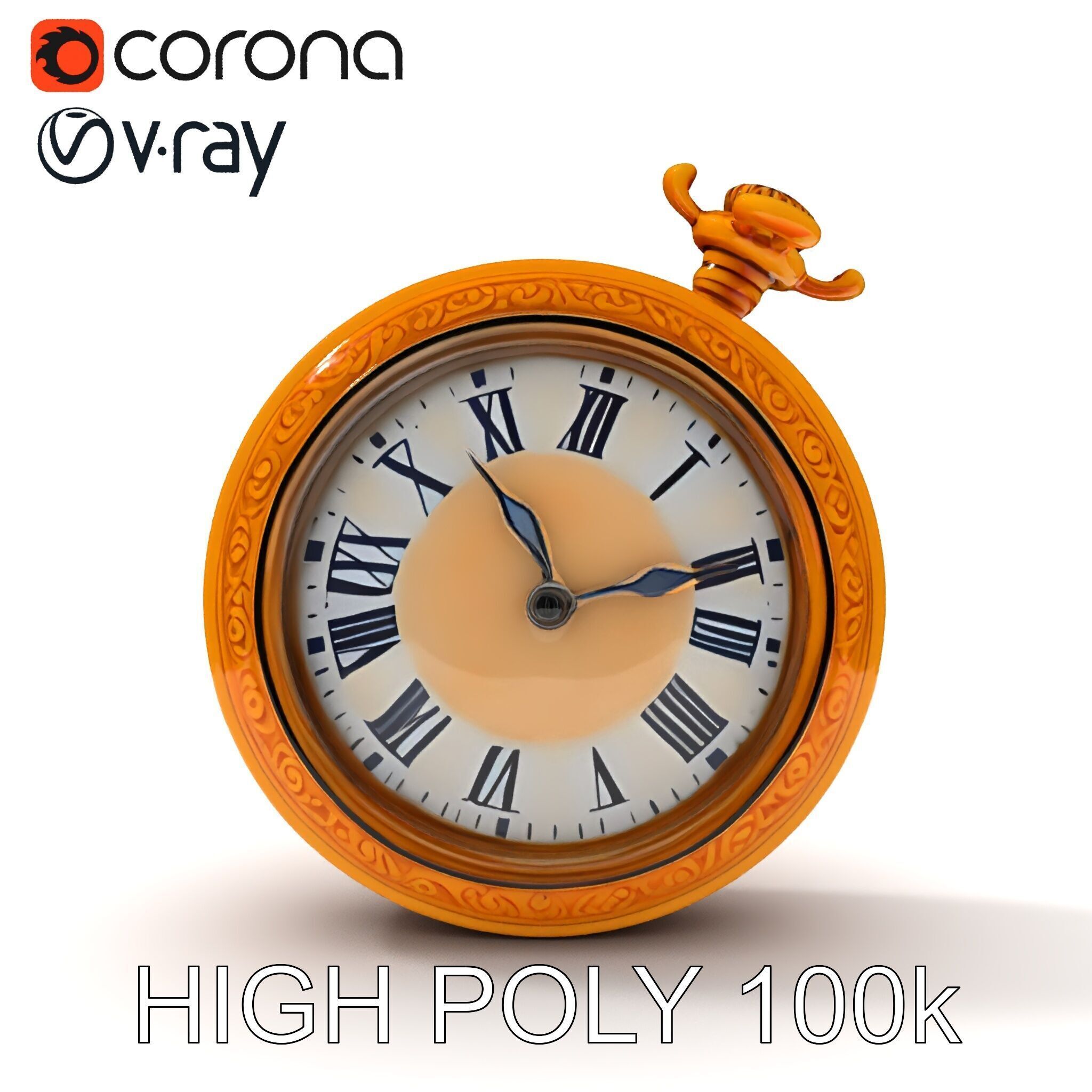 Elegant Gold Pocket Watch D Model Pack Low-poly 3D model_18