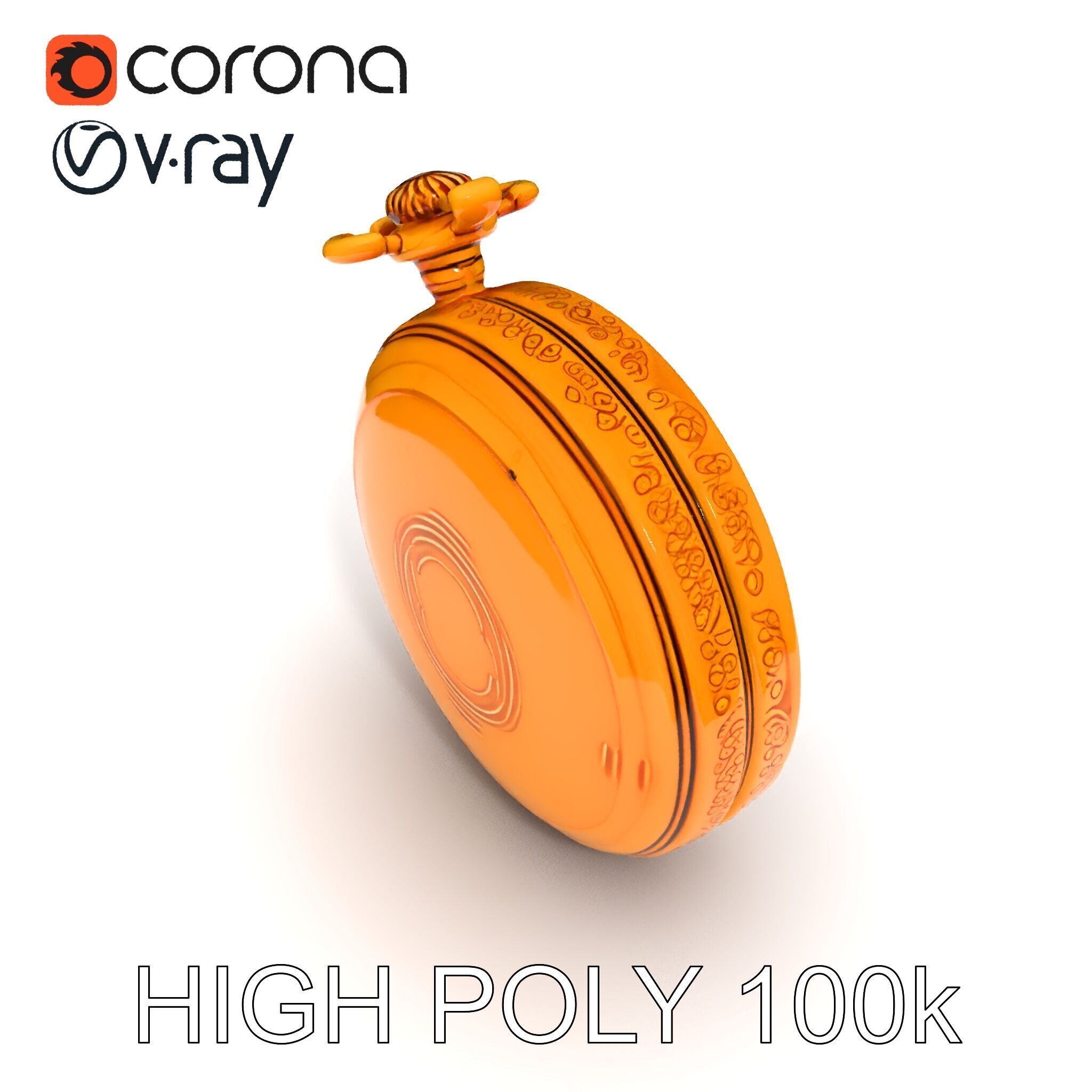Elegant Gold Pocket Watch D Model Pack Low-poly 3D model_24