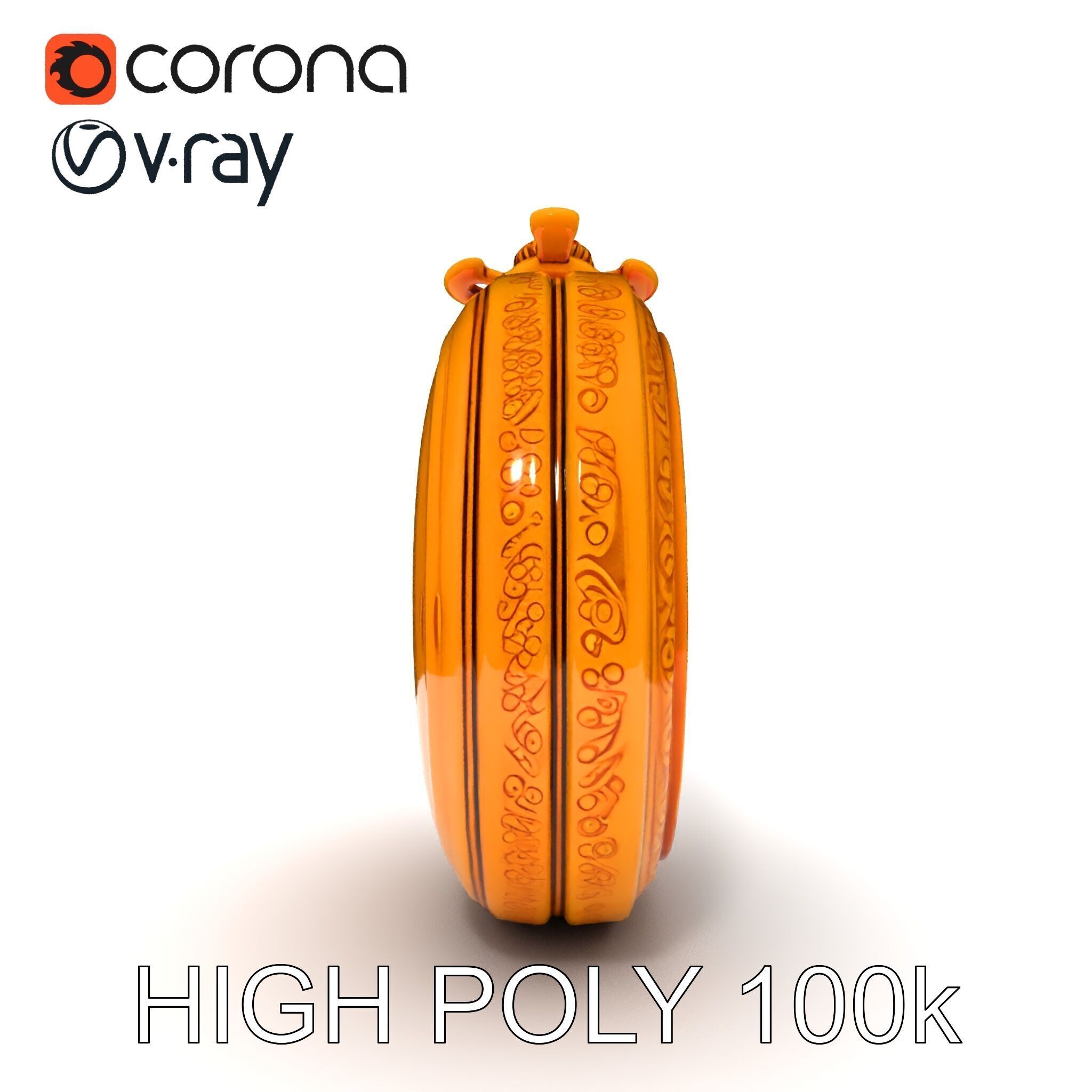 Elegant Gold Pocket Watch D Model Pack Low-poly 3D model_35