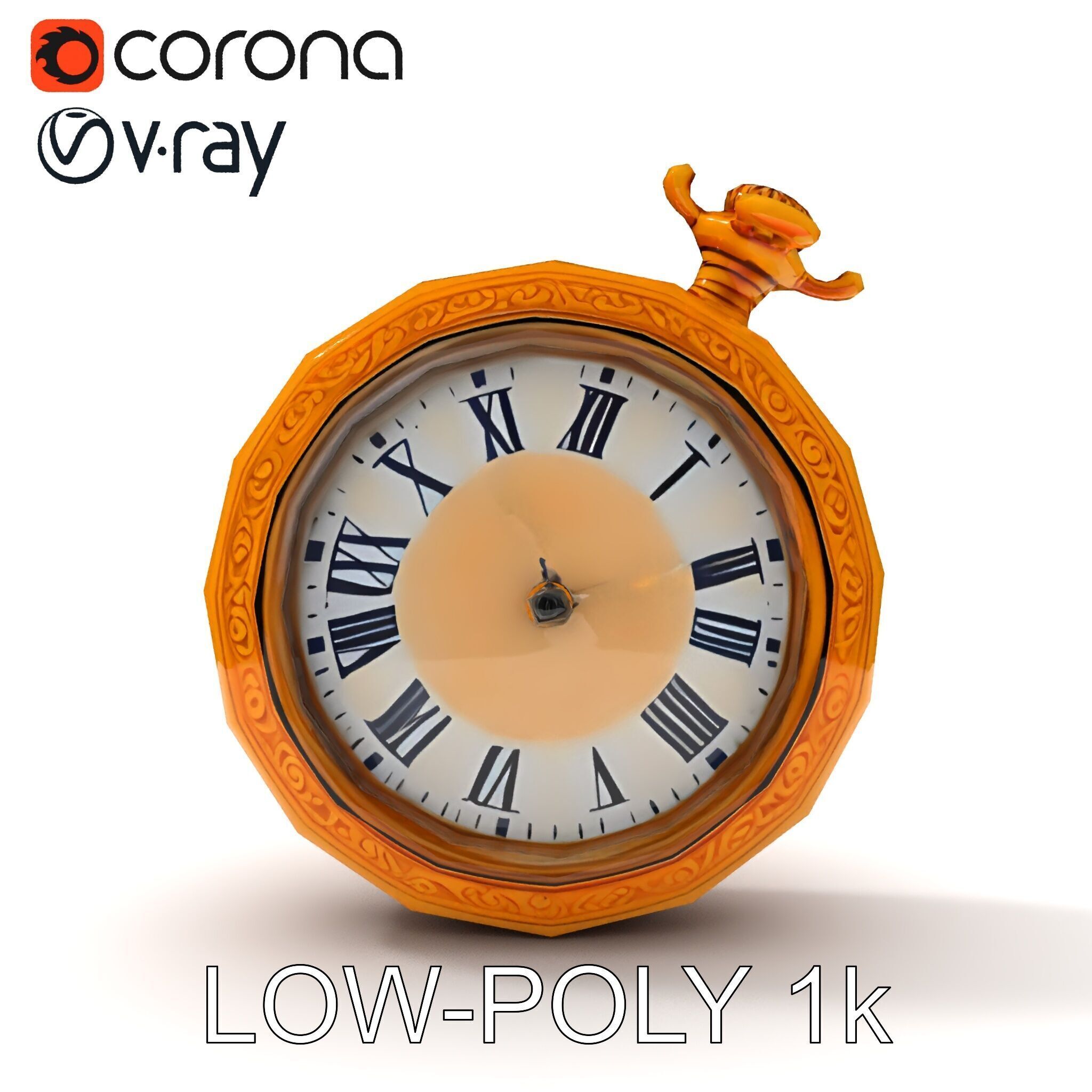 Elegant Gold Pocket Watch D Model Pack Low-poly 3D model_14