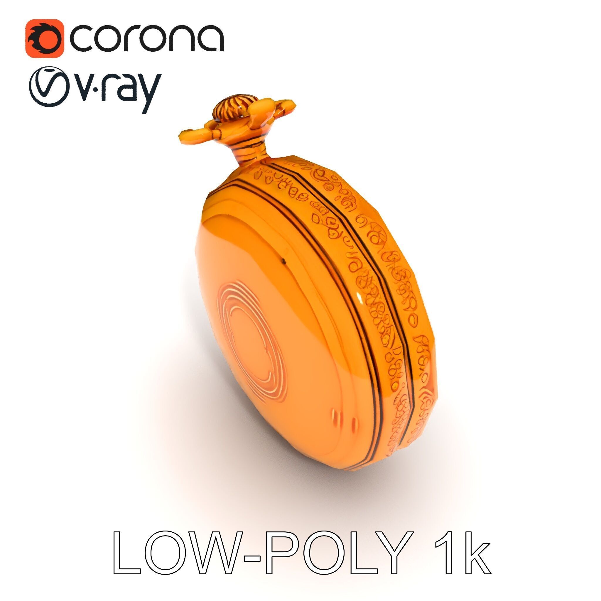 Elegant Gold Pocket Watch D Model Pack Low-poly 3D model_20