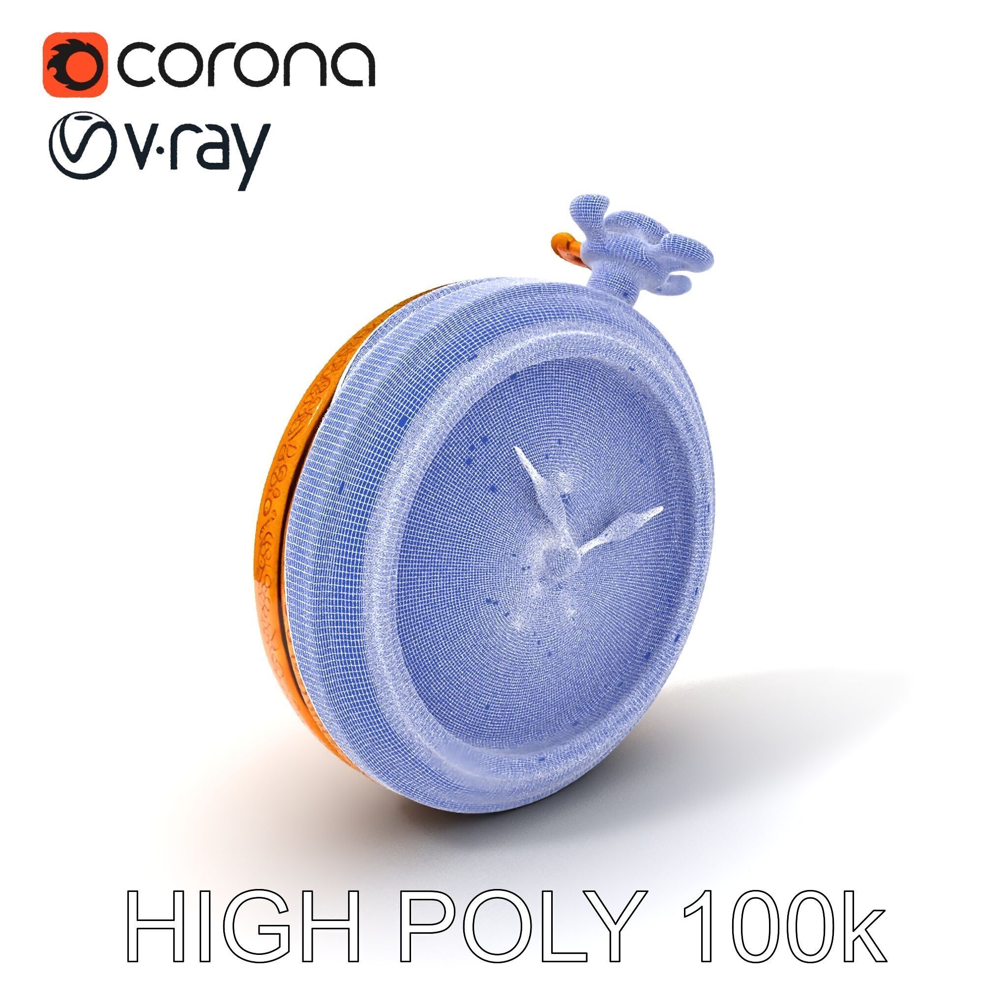 Elegant Gold Pocket Watch D Model Pack Low-poly 3D model_4