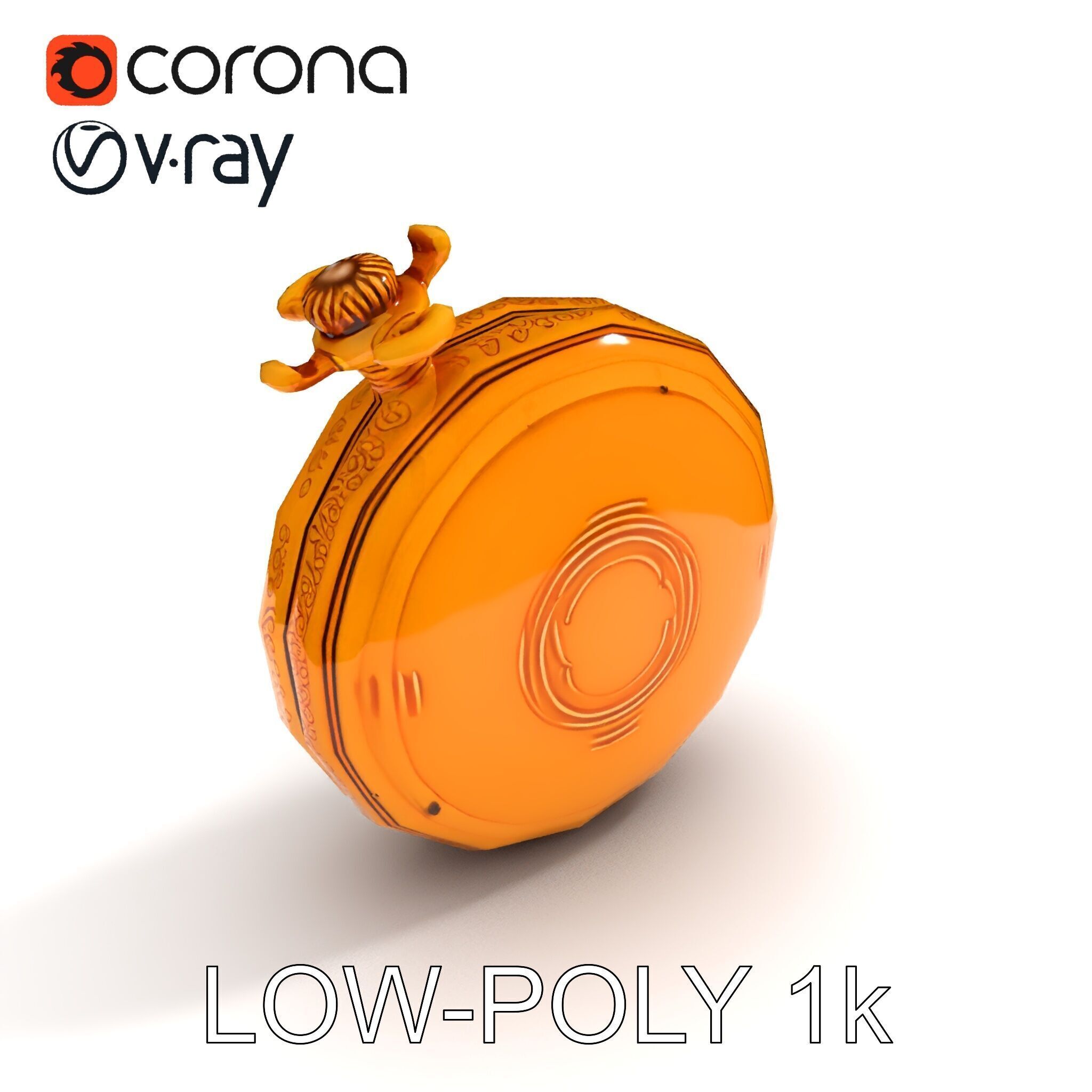 Elegant Gold Pocket Watch D Model Pack Low-poly 3D model_26