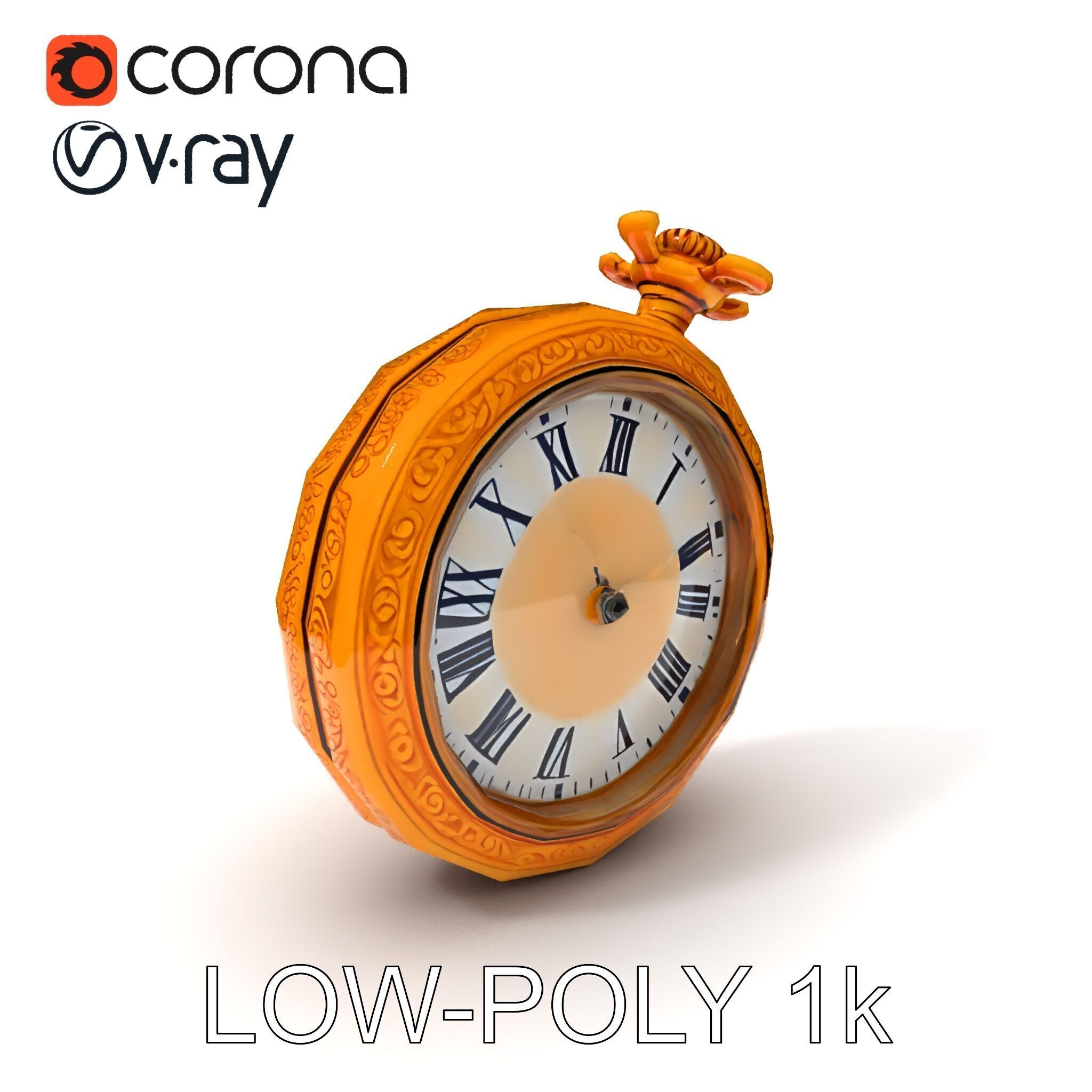 Elegant Gold Pocket Watch D Model Pack Low-poly 3D model_23