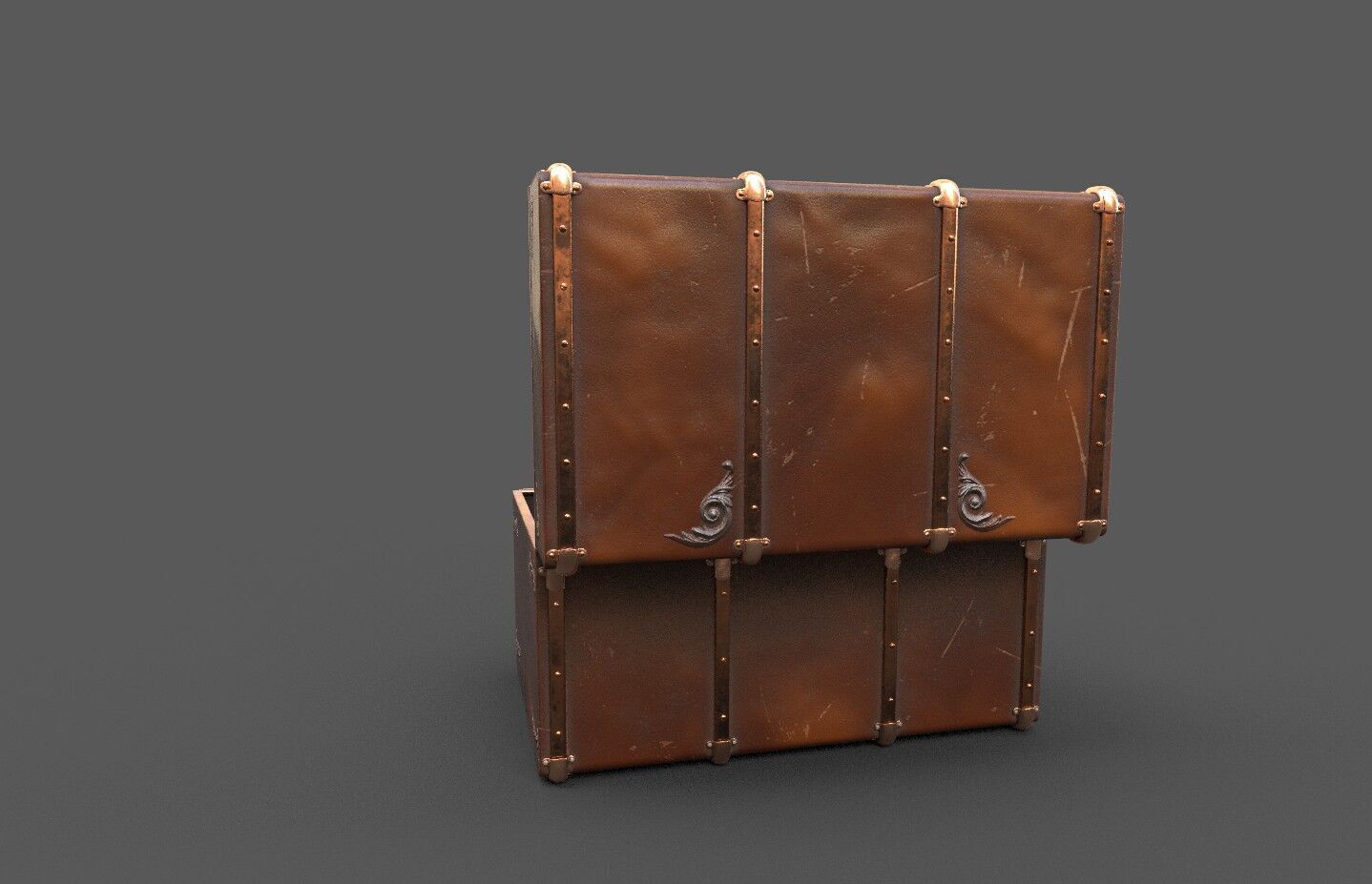 Pack 4 Chest-Storage Box 3D Model Low-poly 3D model_9