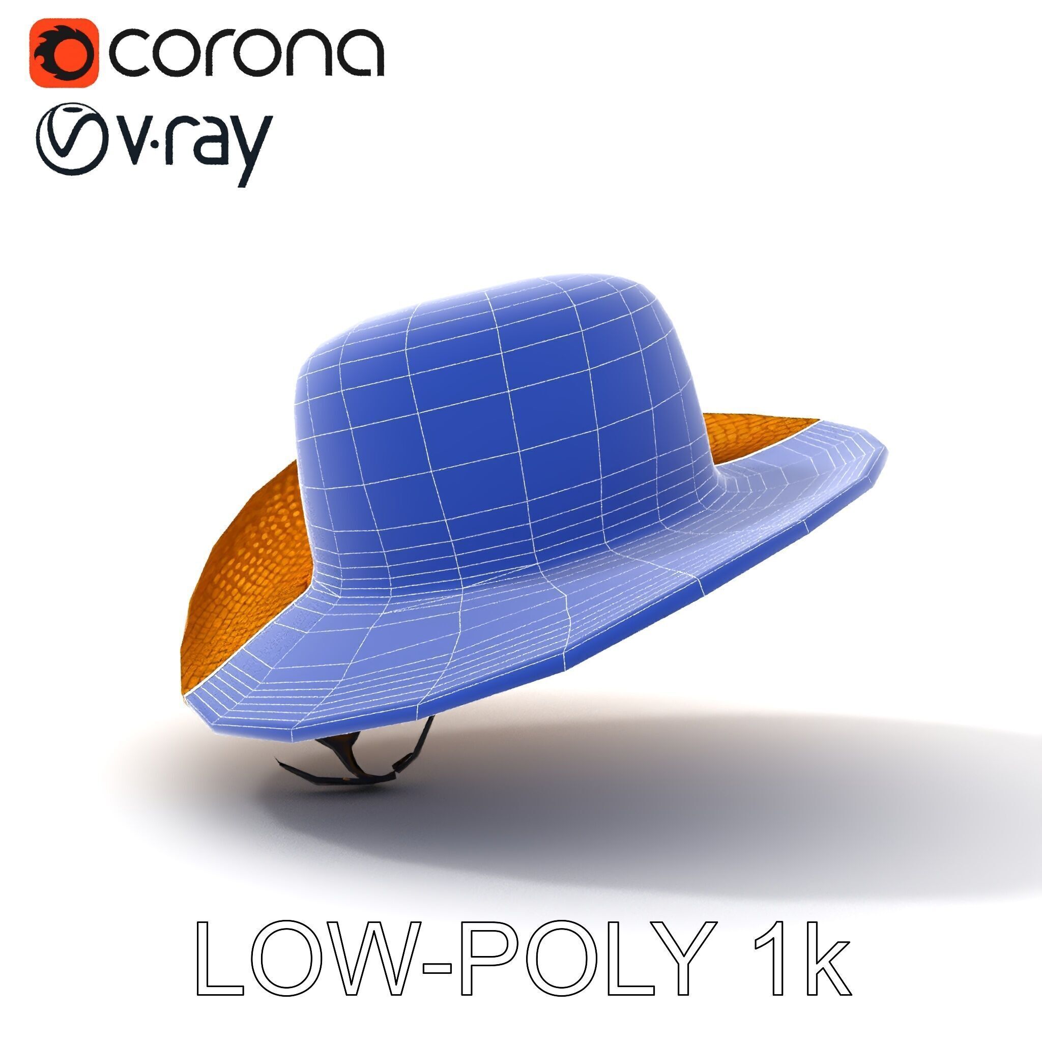 Straw Hat Model Pack with Detailed Weave Design Low-poly 3D model_31