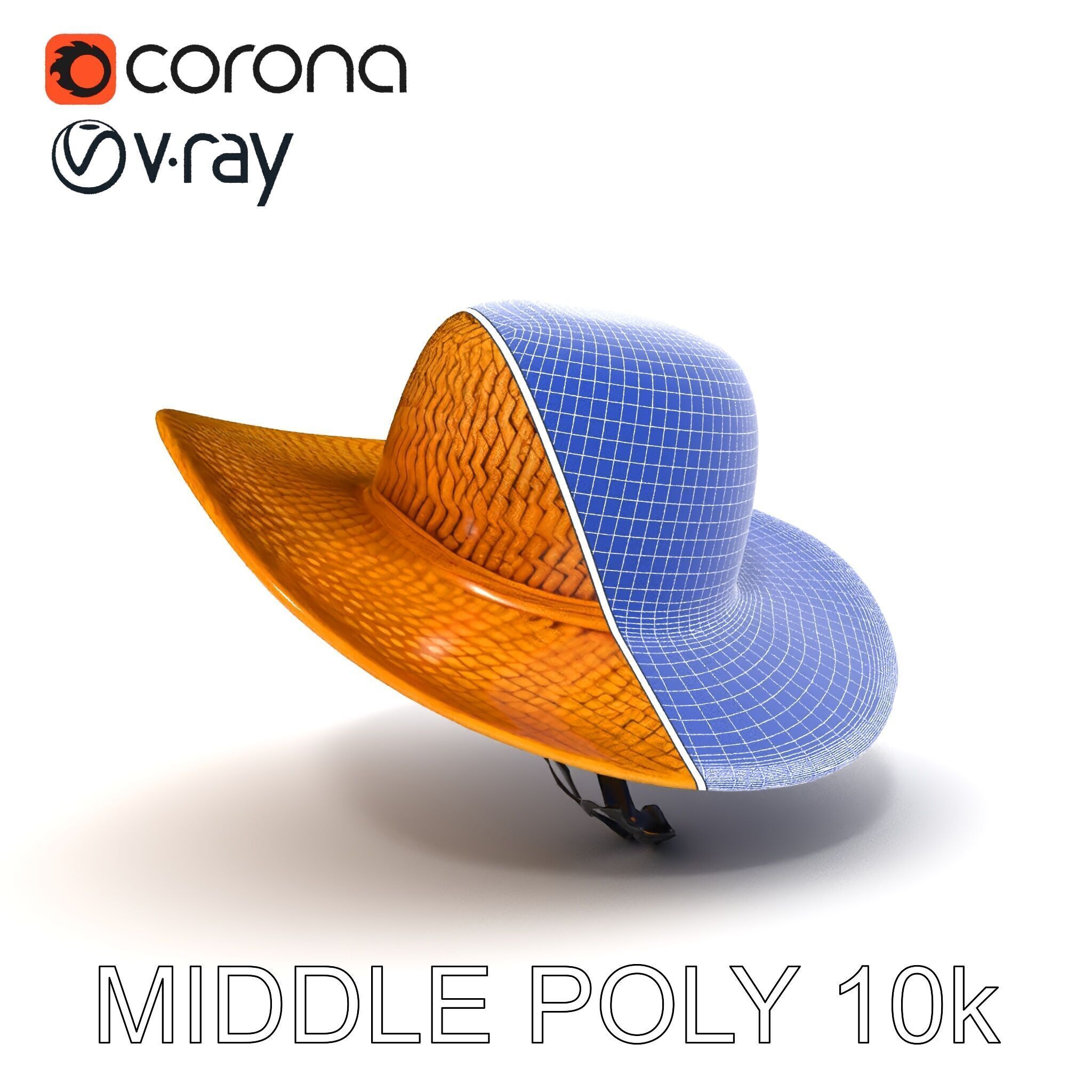 Straw Hat Model Pack with Detailed Weave Design Low-poly 3D model_25