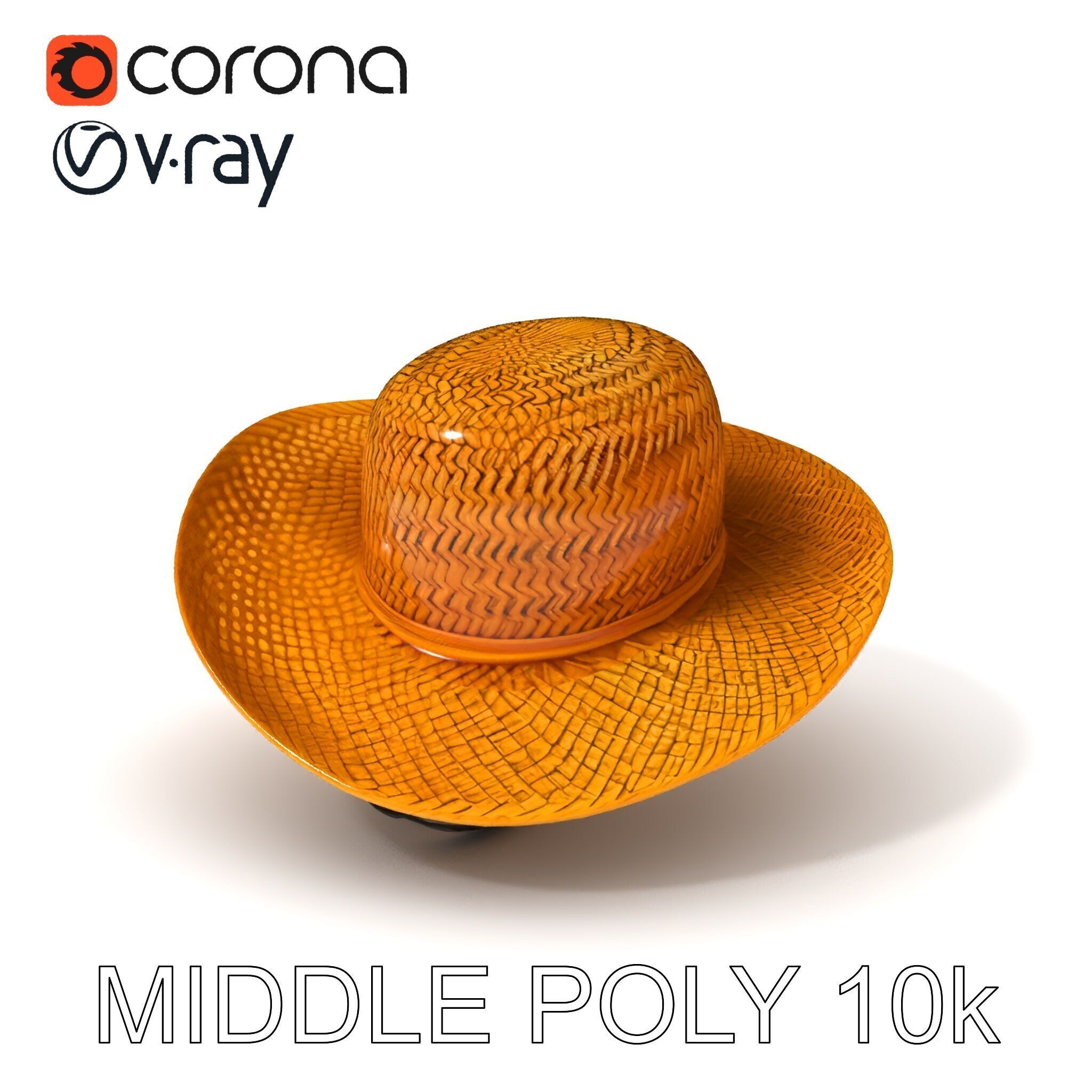 Straw Hat Model Pack with Detailed Weave Design Low-poly 3D model_30