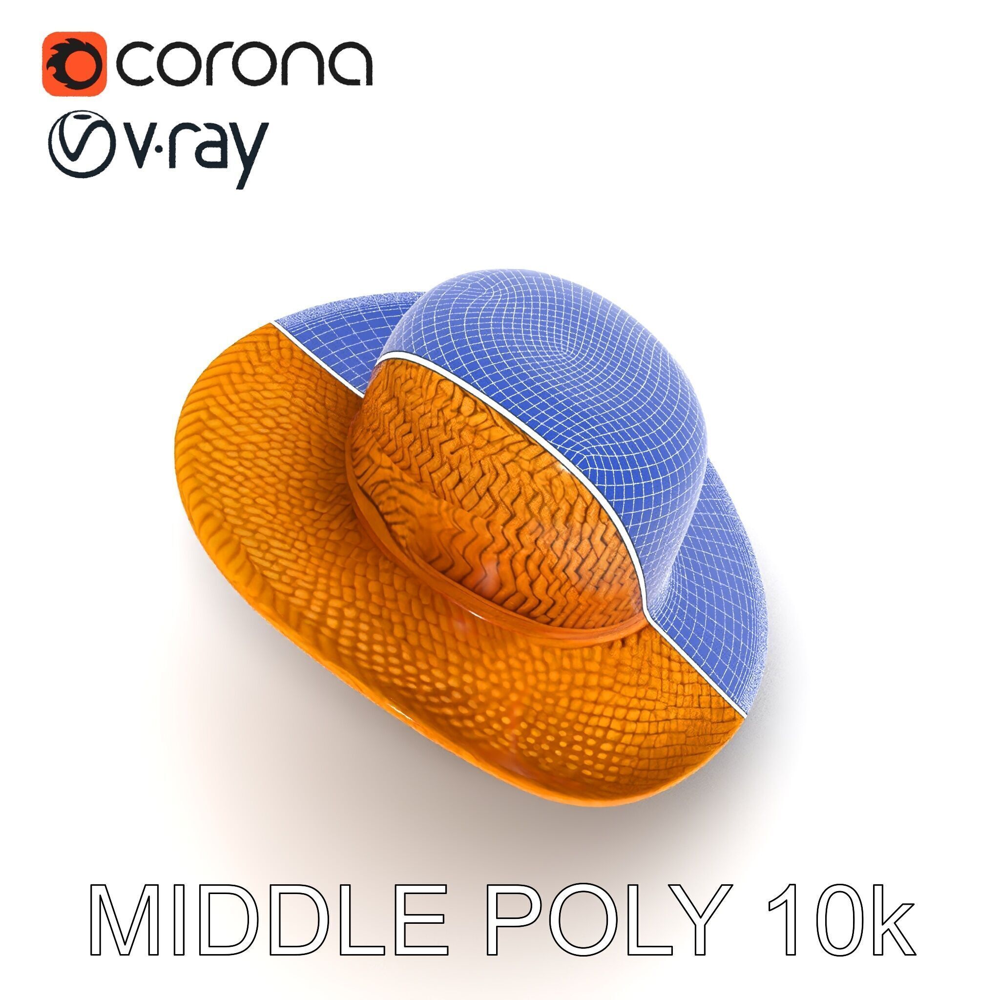 Straw Hat Model Pack with Detailed Weave Design Low-poly 3D model_16