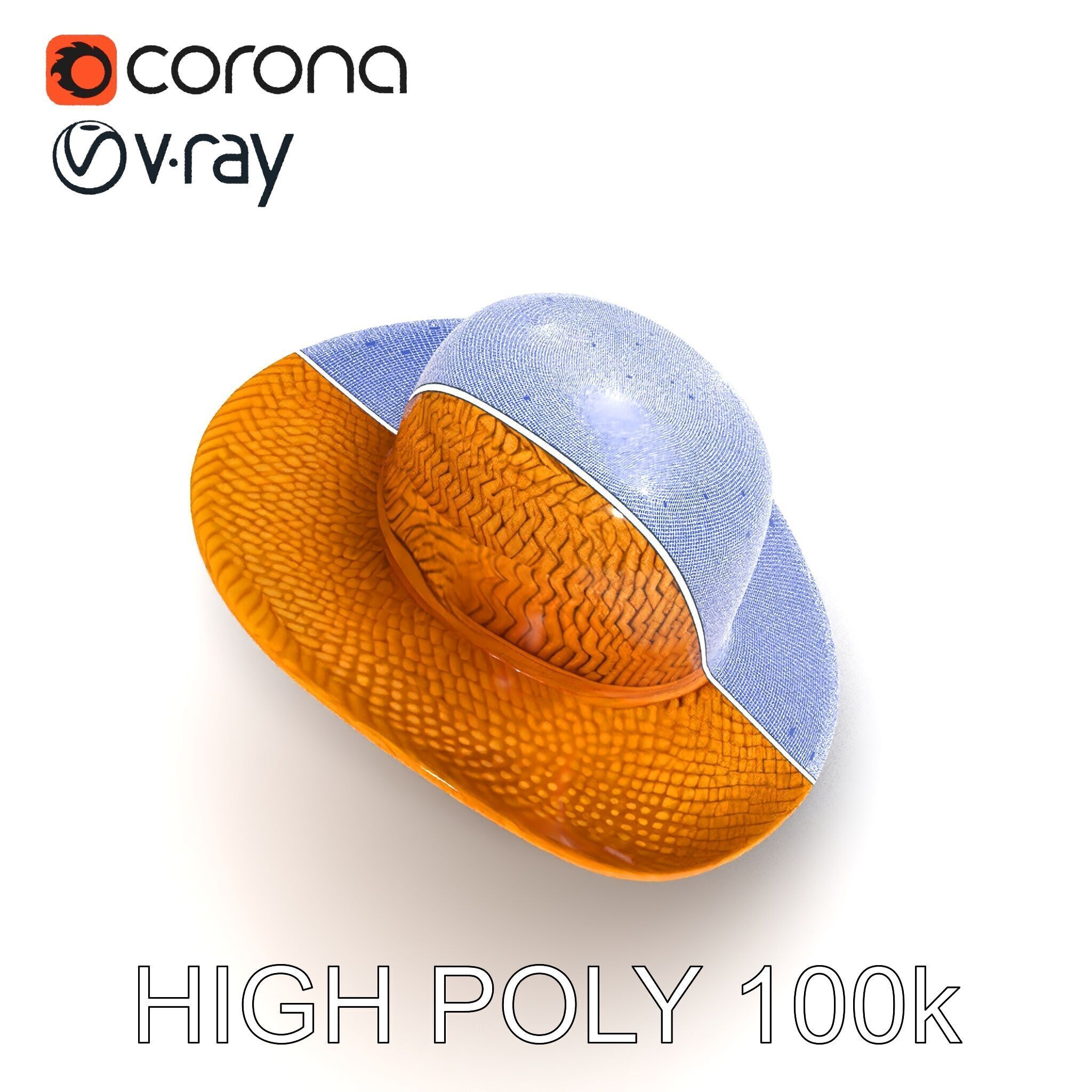 Straw Hat Model Pack with Detailed Weave Design Low-poly 3D model_29