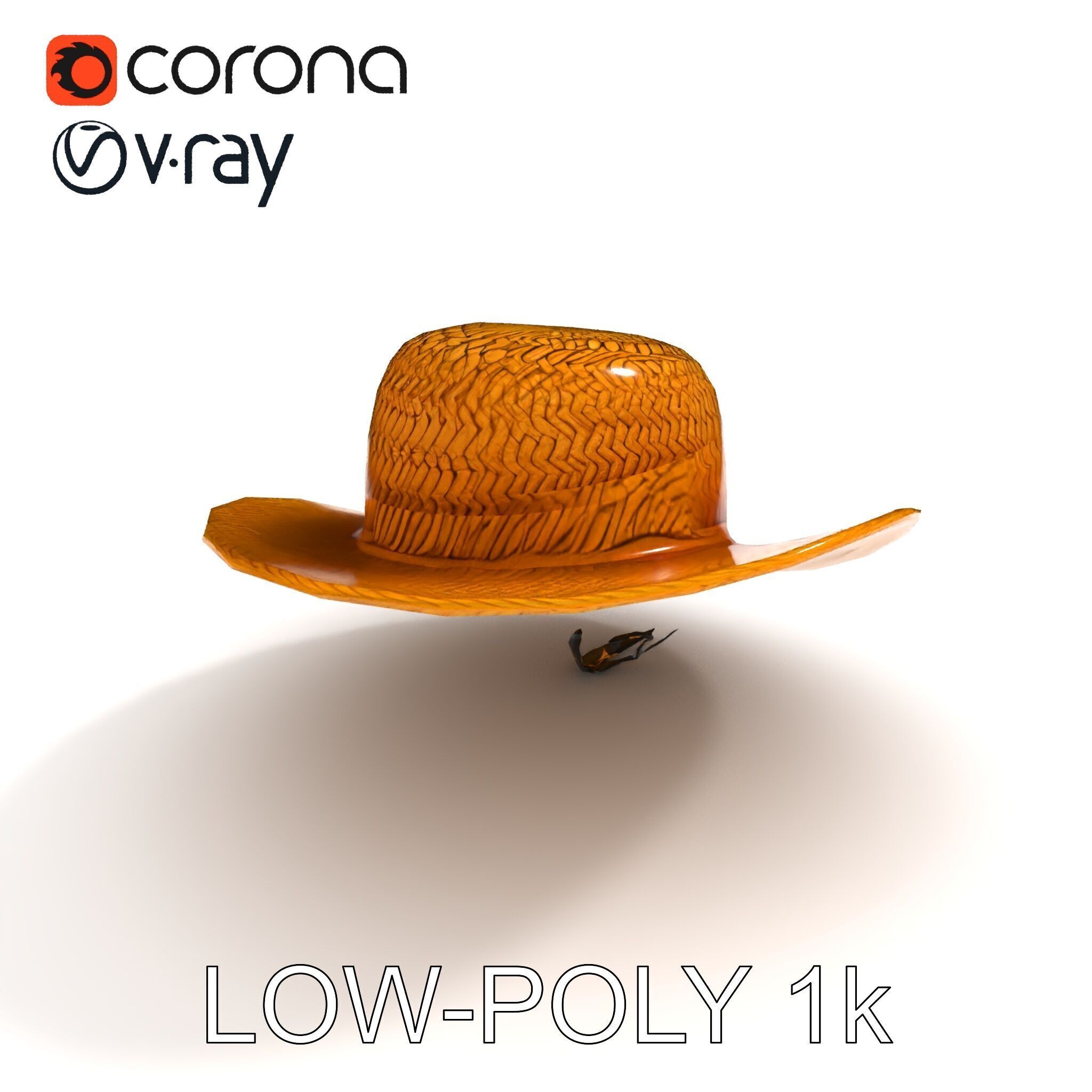 Straw Hat Model Pack with Detailed Weave Design Low-poly 3D model_33
