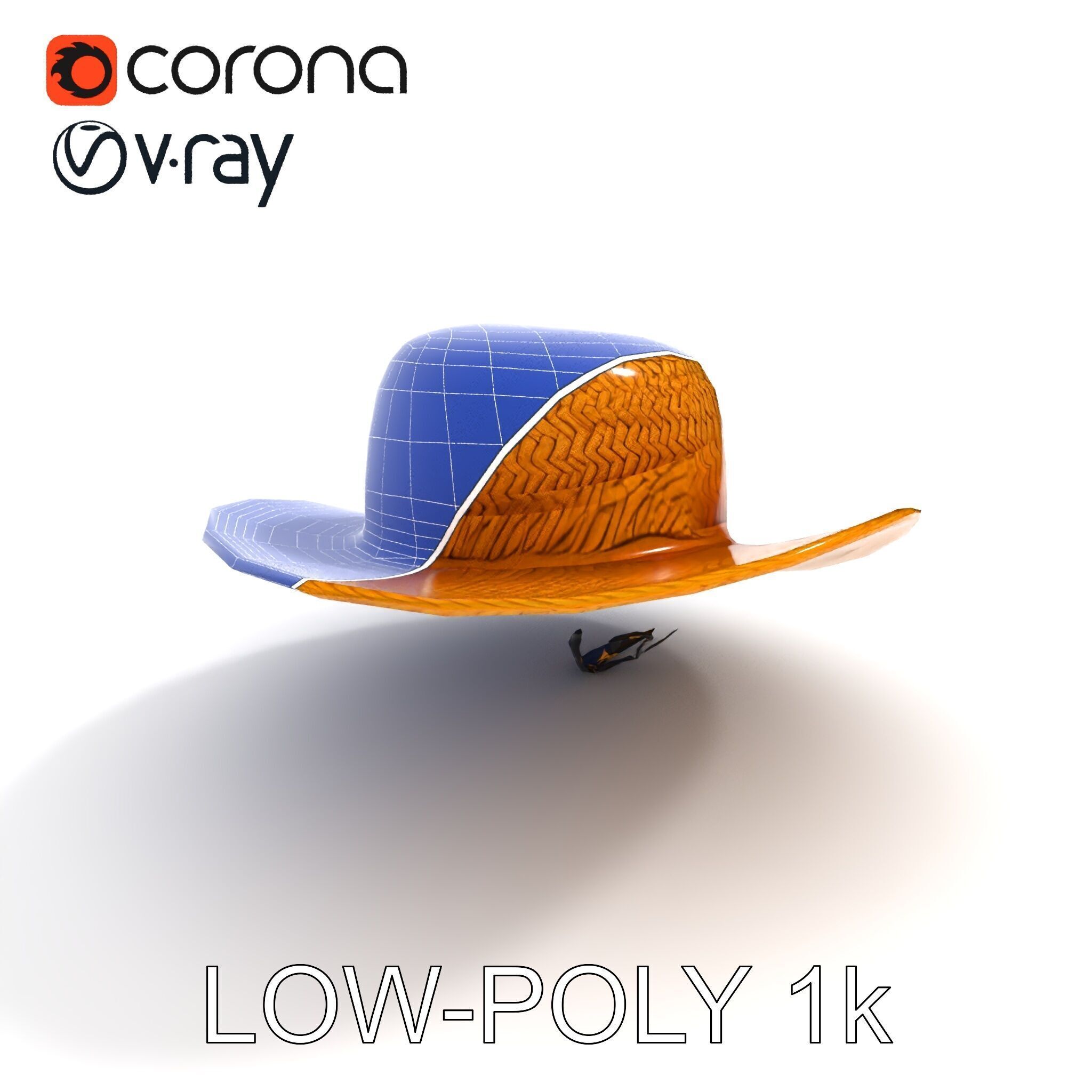 Straw Hat Model Pack with Detailed Weave Design Low-poly 3D model_20