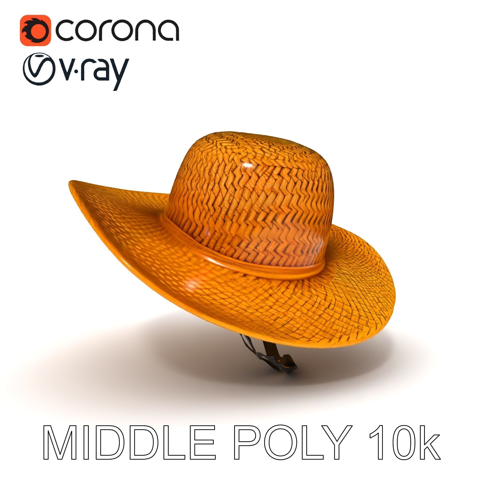 Straw Hat Model Pack with Detailed Weave Design Low-poly 3D model_32