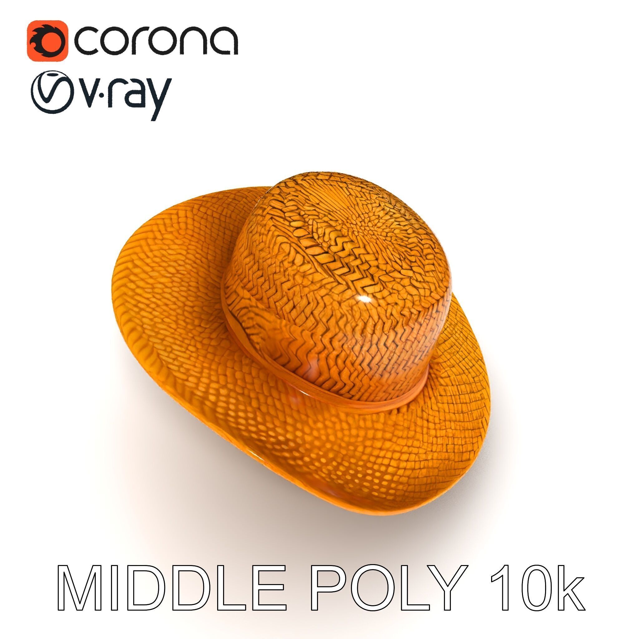 Straw Hat Model Pack with Detailed Weave Design Low-poly 3D model_13