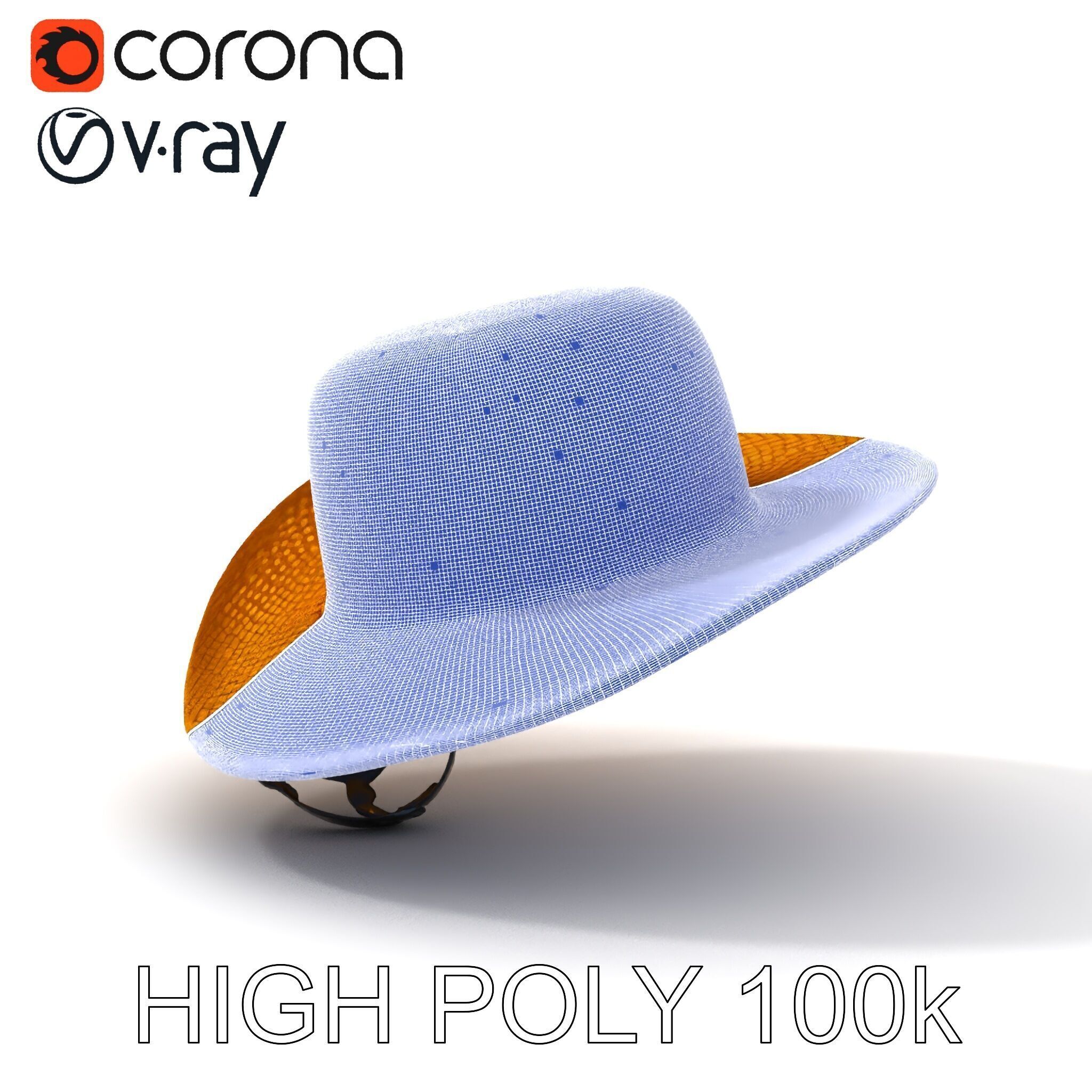 Straw Hat Model Pack with Detailed Weave Design Low-poly 3D model_35