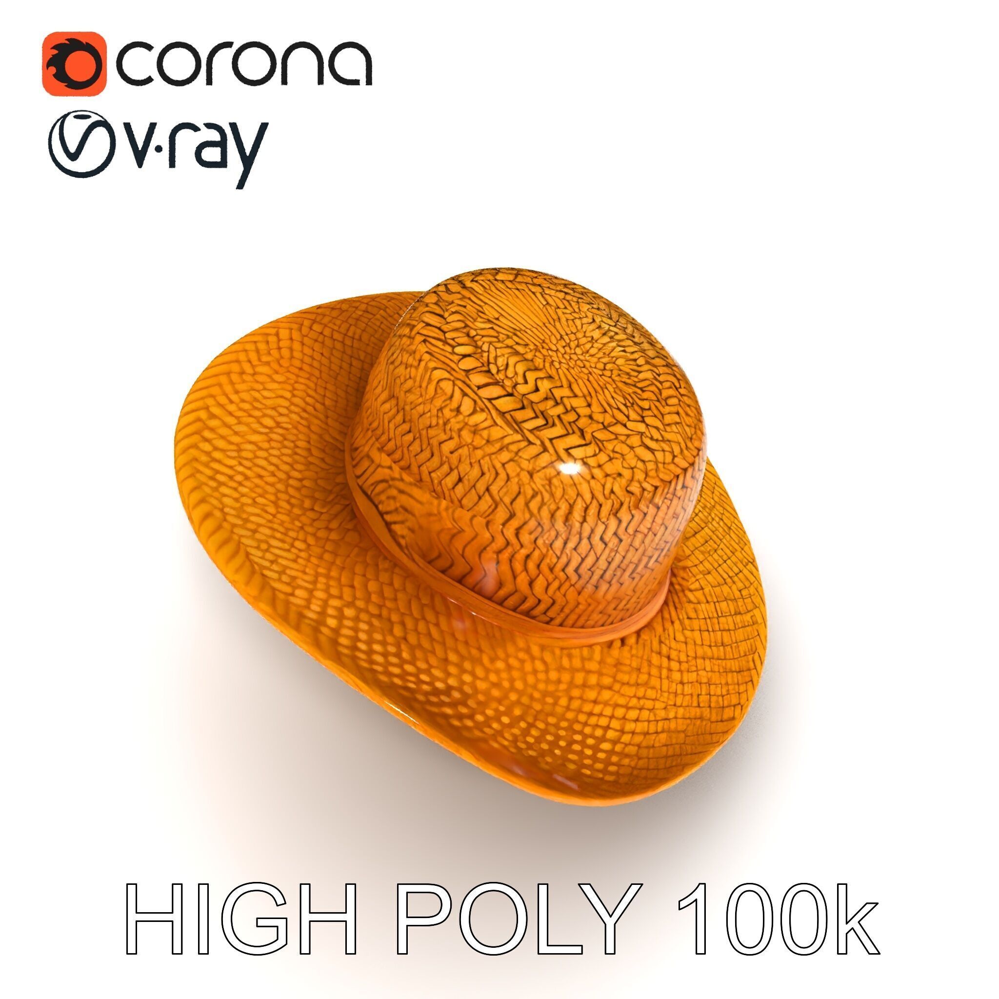 Straw Hat Model Pack with Detailed Weave Design Low-poly 3D model_15