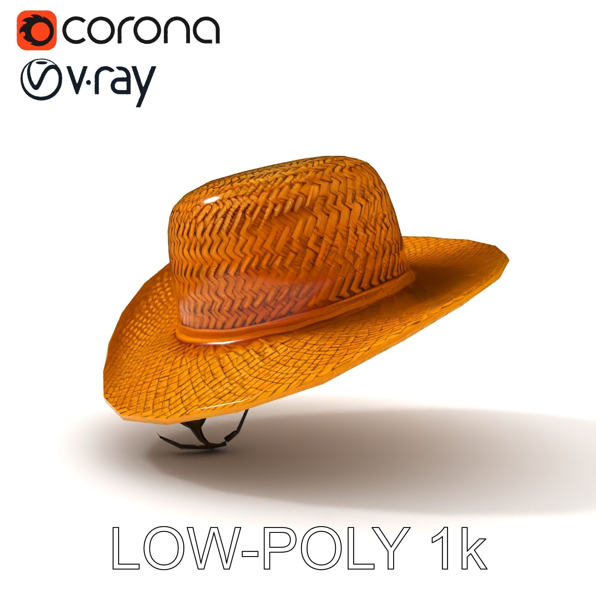 Straw Hat Model Pack with Detailed Weave Design Low-poly 3D model_11
