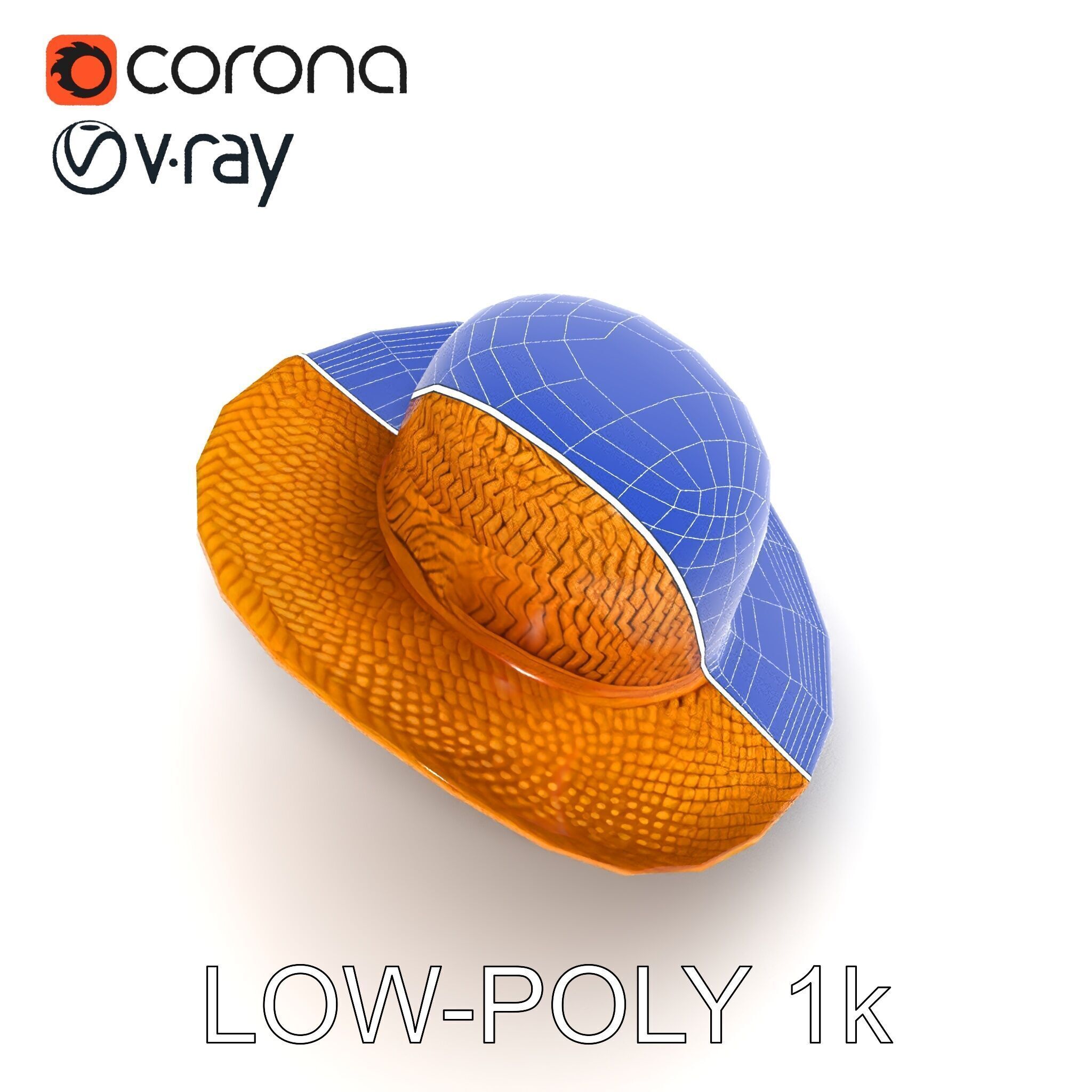 Straw Hat Model Pack with Detailed Weave Design Low-poly 3D model_17
