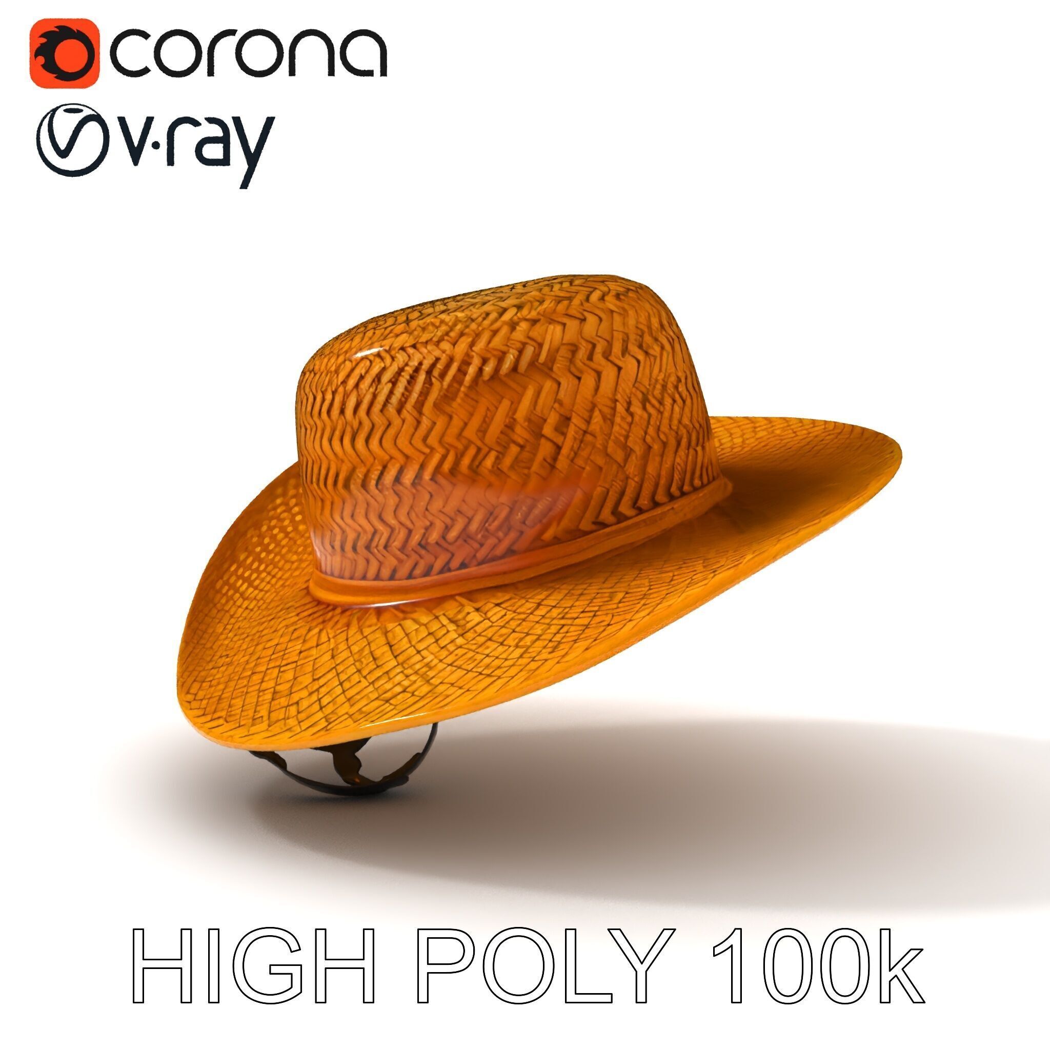 Straw Hat Model Pack with Detailed Weave Design Low-poly 3D model_18