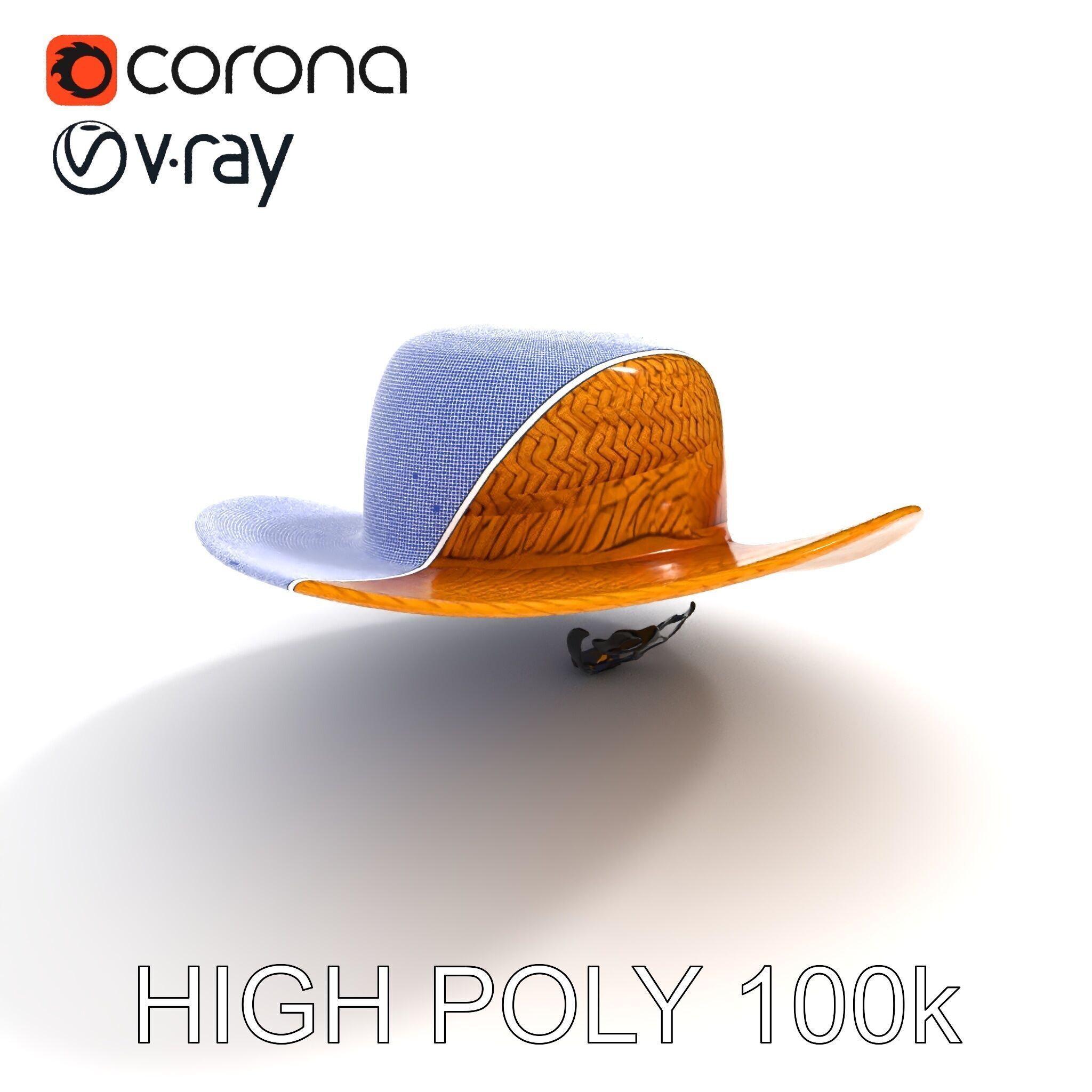 Straw Hat Model Pack with Detailed Weave Design Low-poly 3D model_21
