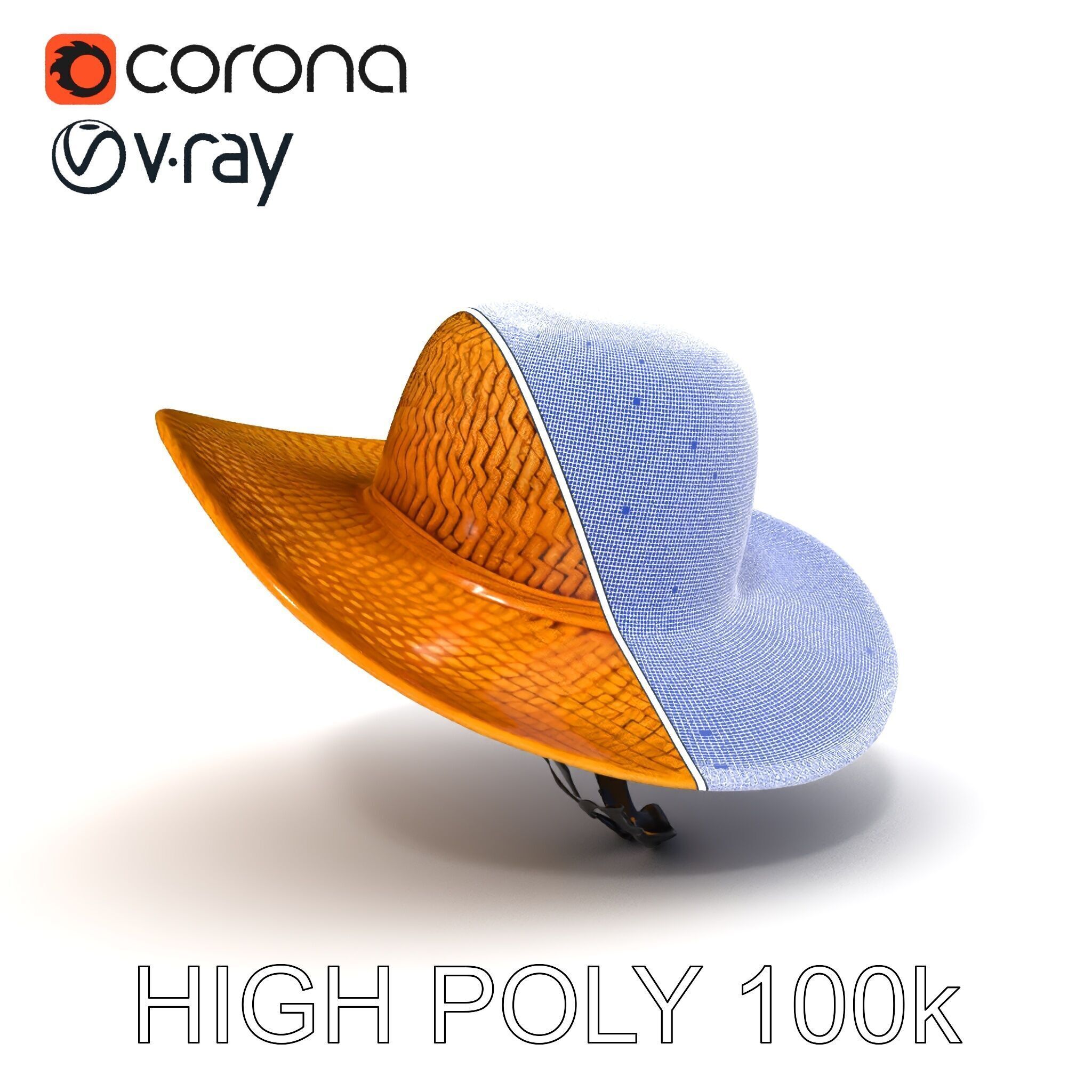 Straw Hat Model Pack with Detailed Weave Design Low-poly 3D model_12