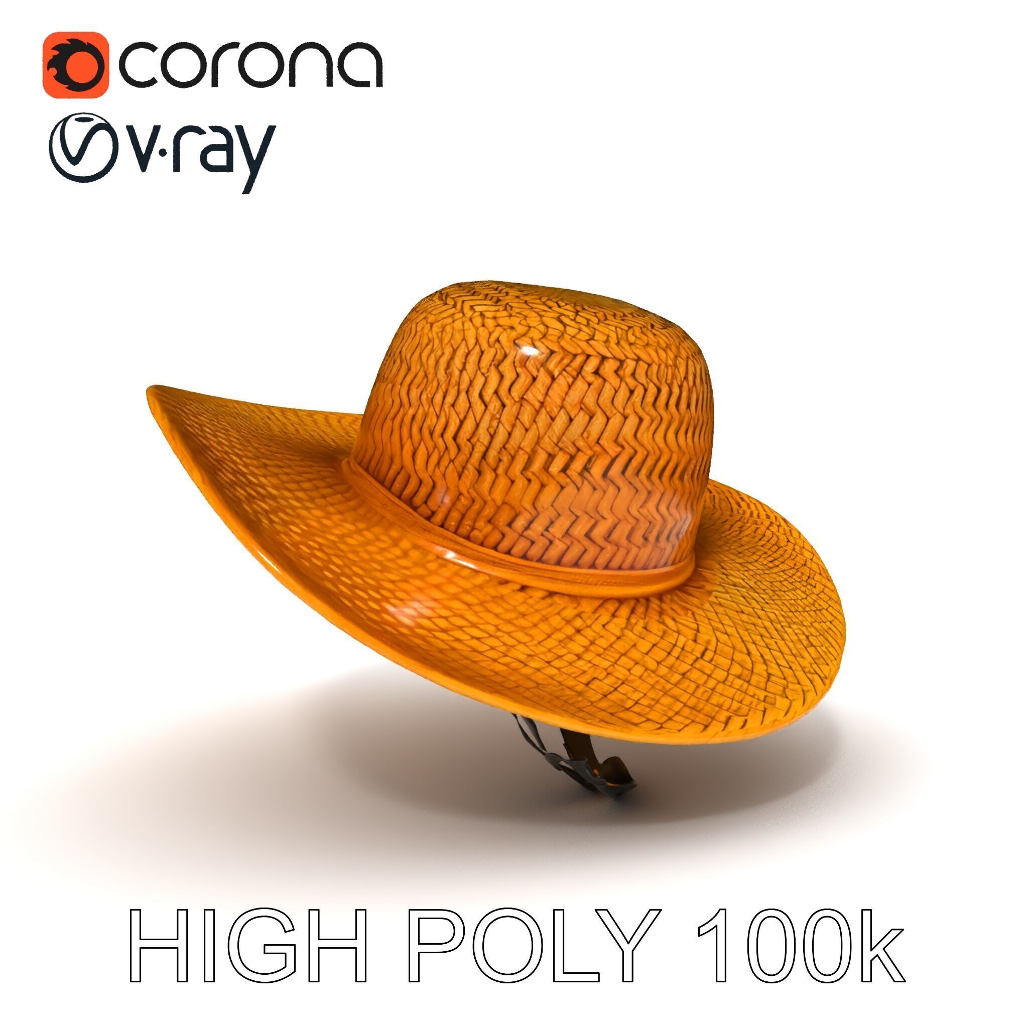 Straw Hat Model Pack with Detailed Weave Design Low-poly 3D model_34